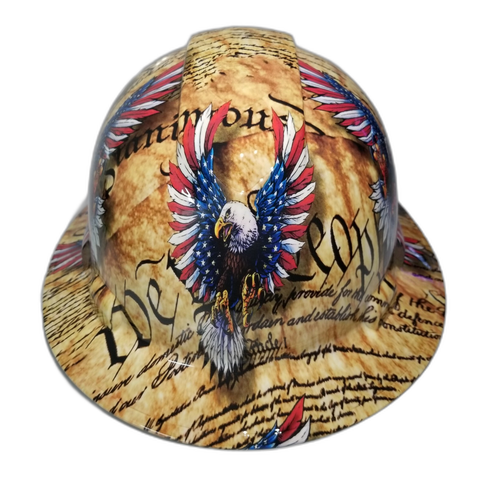 The Constitution America Eagles USA Custom Hydro Dipped Full Brim Hard Hat - Front View