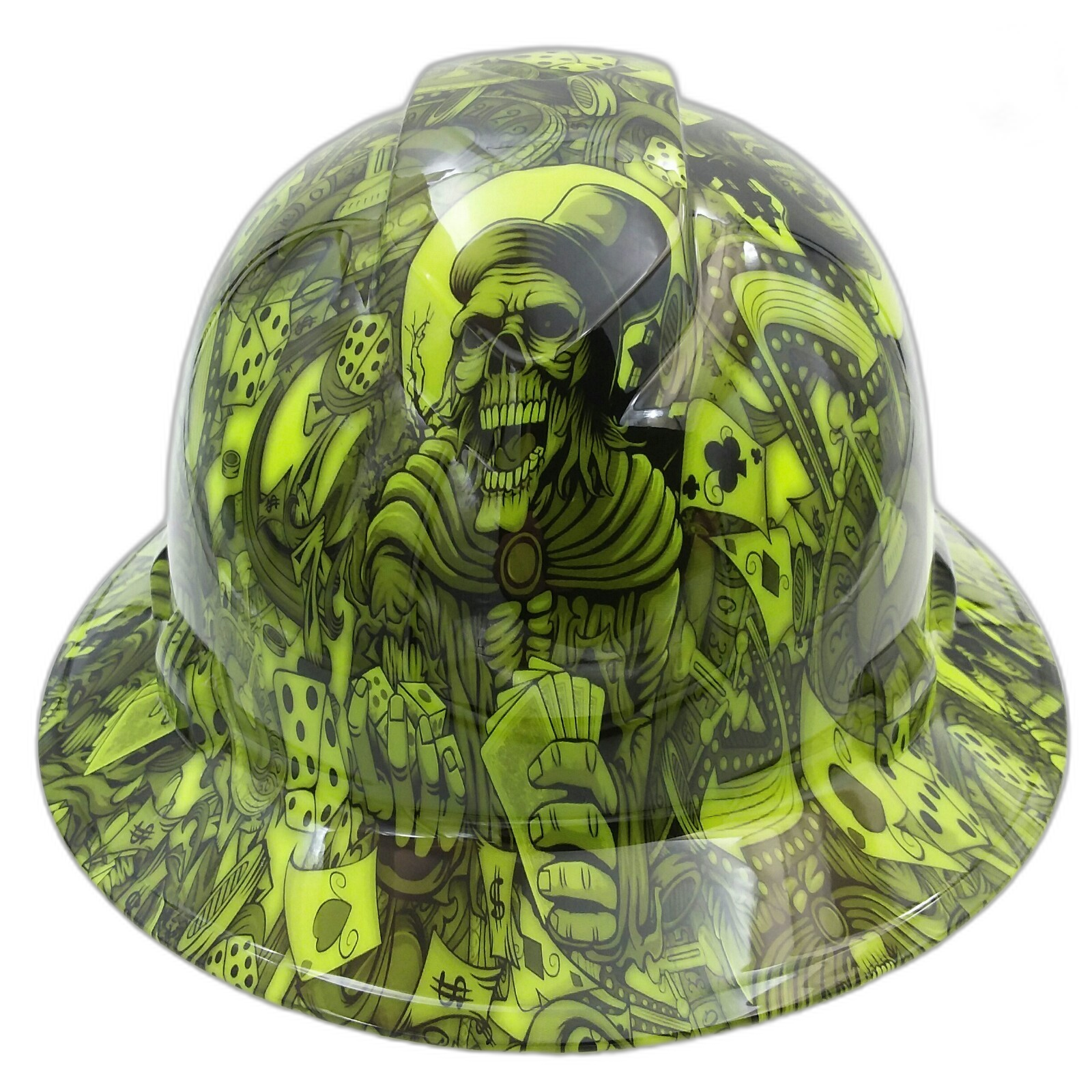 Dealers Choice Lime Custom Hydro Dipped Full Brim Hard Hat - Front View