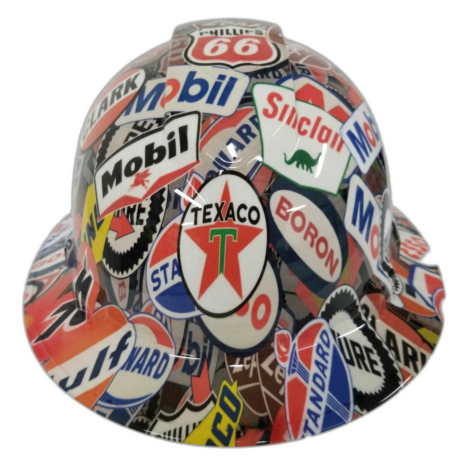 Full Color Oil and Gas Signs Custom Hydro Dipped Full Brim Hard Hat - Front View
