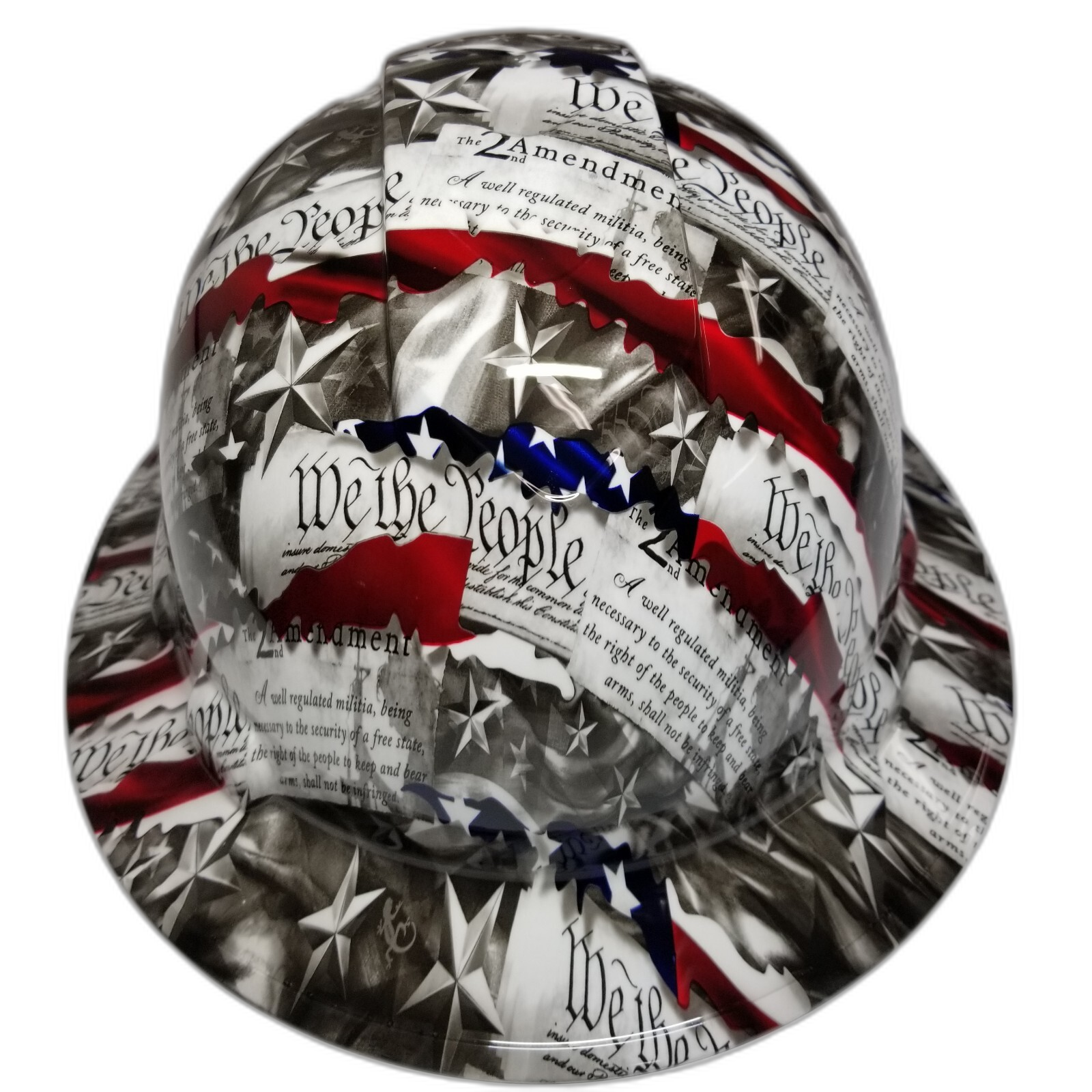 Eagle Bill of Rights Custom Hydro Dipped Full Brim Hard Hat - Front View