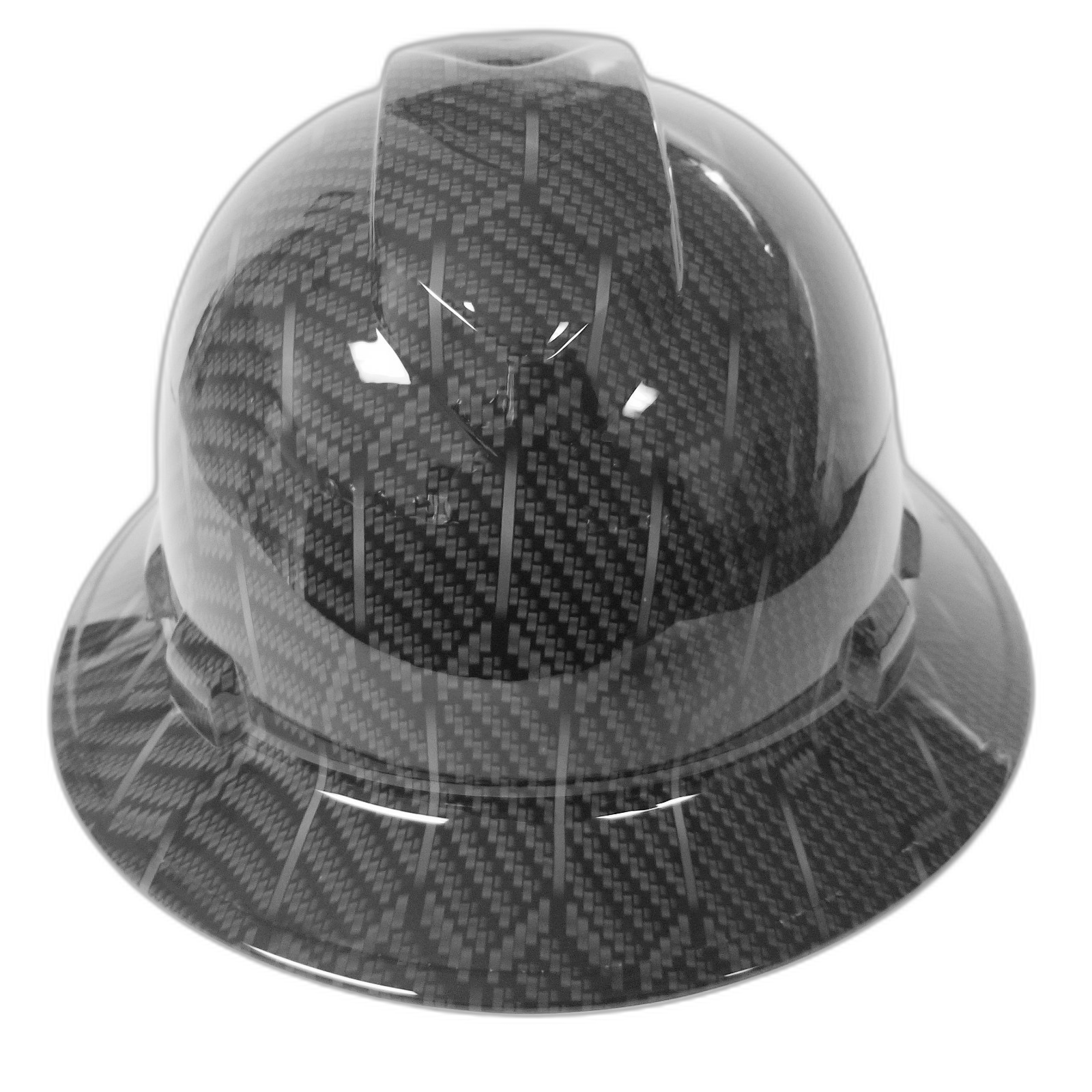 Hex Weave Carbon Fiber 3D Custom Hydro Dipped Full Brim Hard Hat - Front View