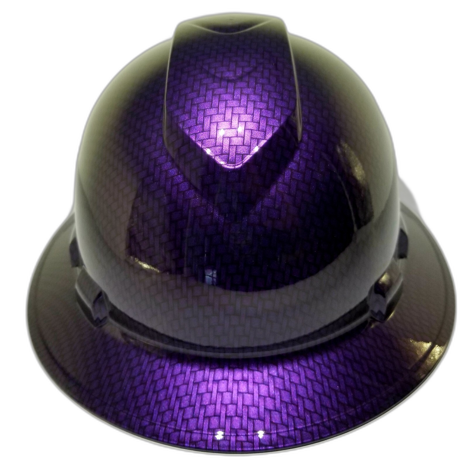 Plum Crazy Purple Carbon Fiber Custom Hydro Dipped Full Brim Hard Hat - Front View