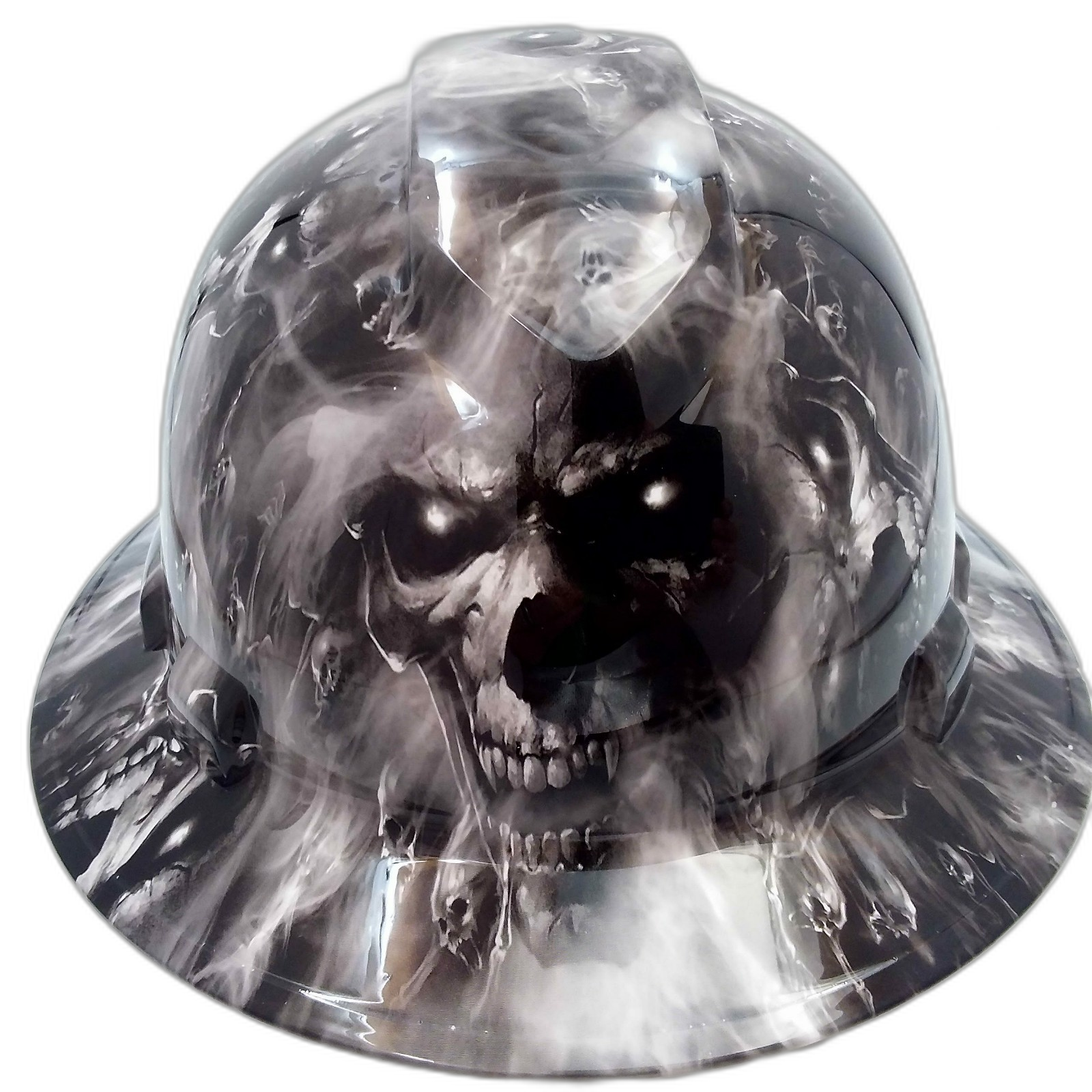 Hades Dark Art Custom Hydro Dipped Full Brim Hard Hat - Front View
