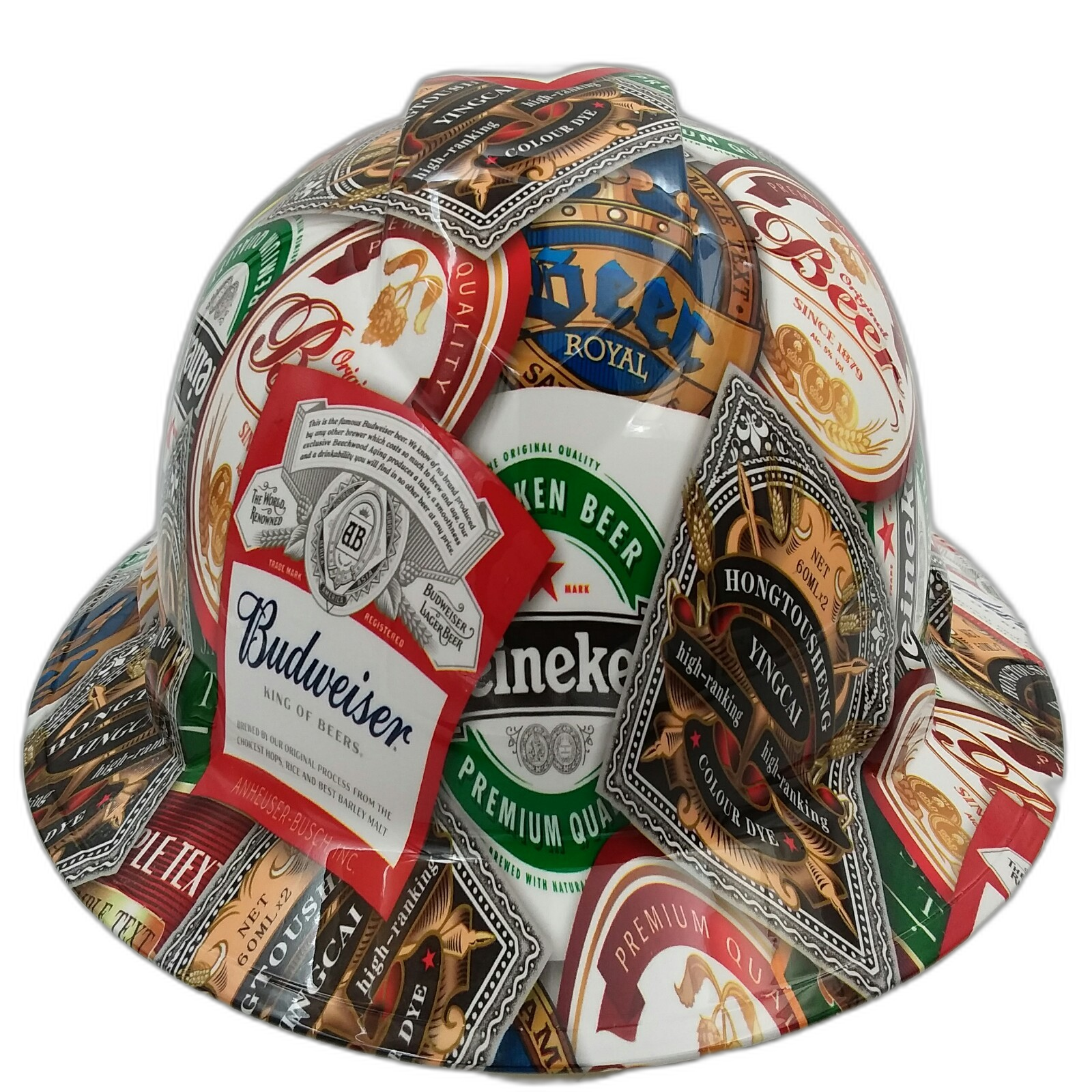Beverage Stickers Custom Hydro Dipped Full Brim Hard Hat - Front View