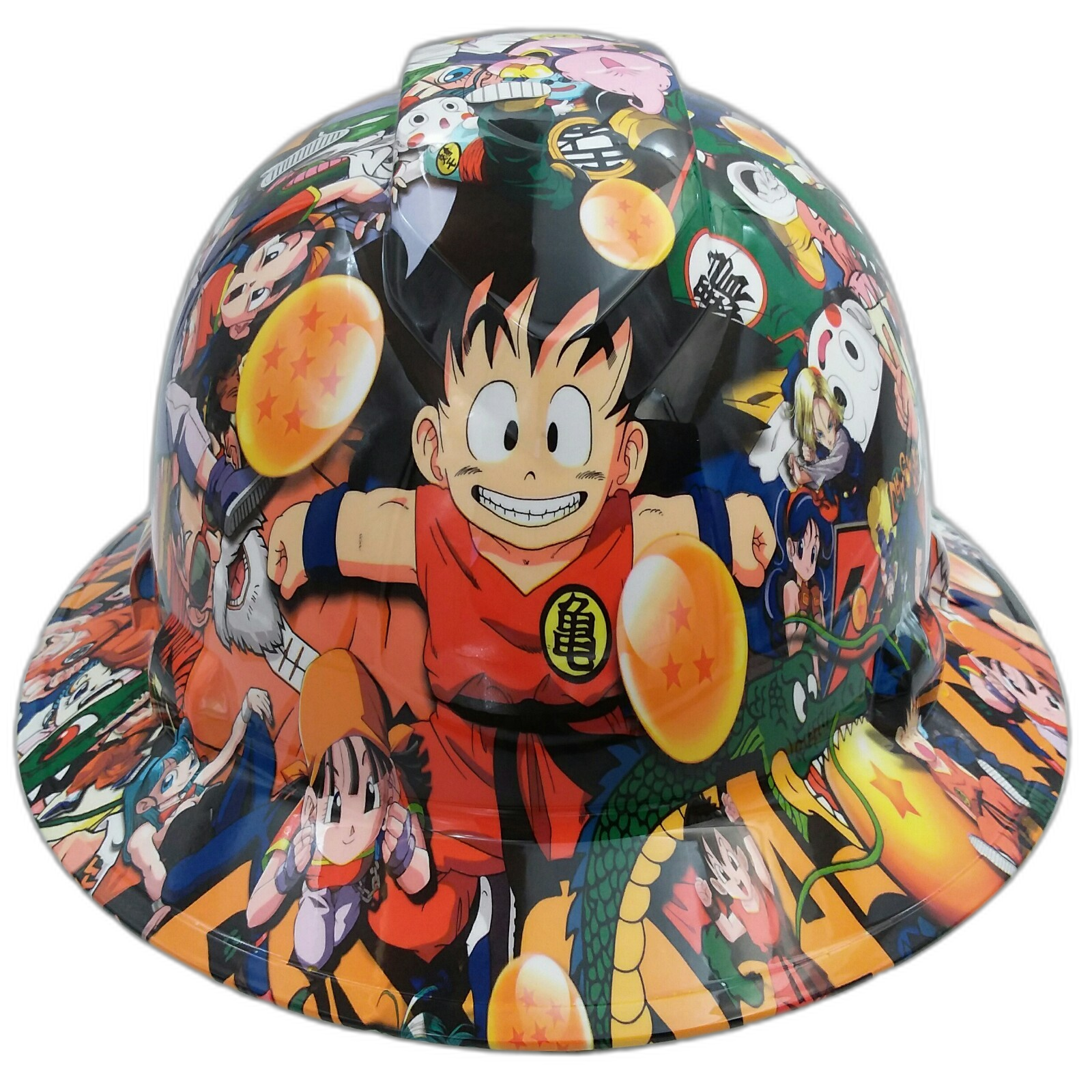 Anime Fighter Art Custom Hydro Dipped Full Brim Hard Hat - Front View