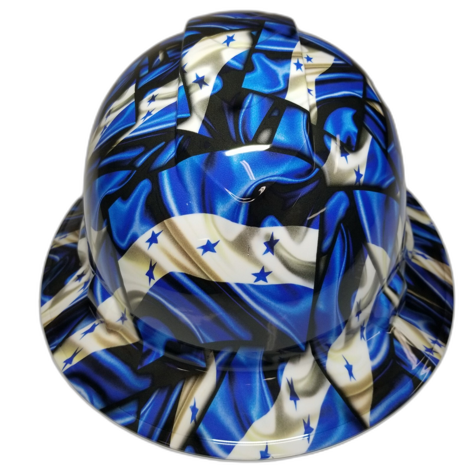 Honduras Flag Custom Hydro Dipped Full Brim Hard Hat - Front View
