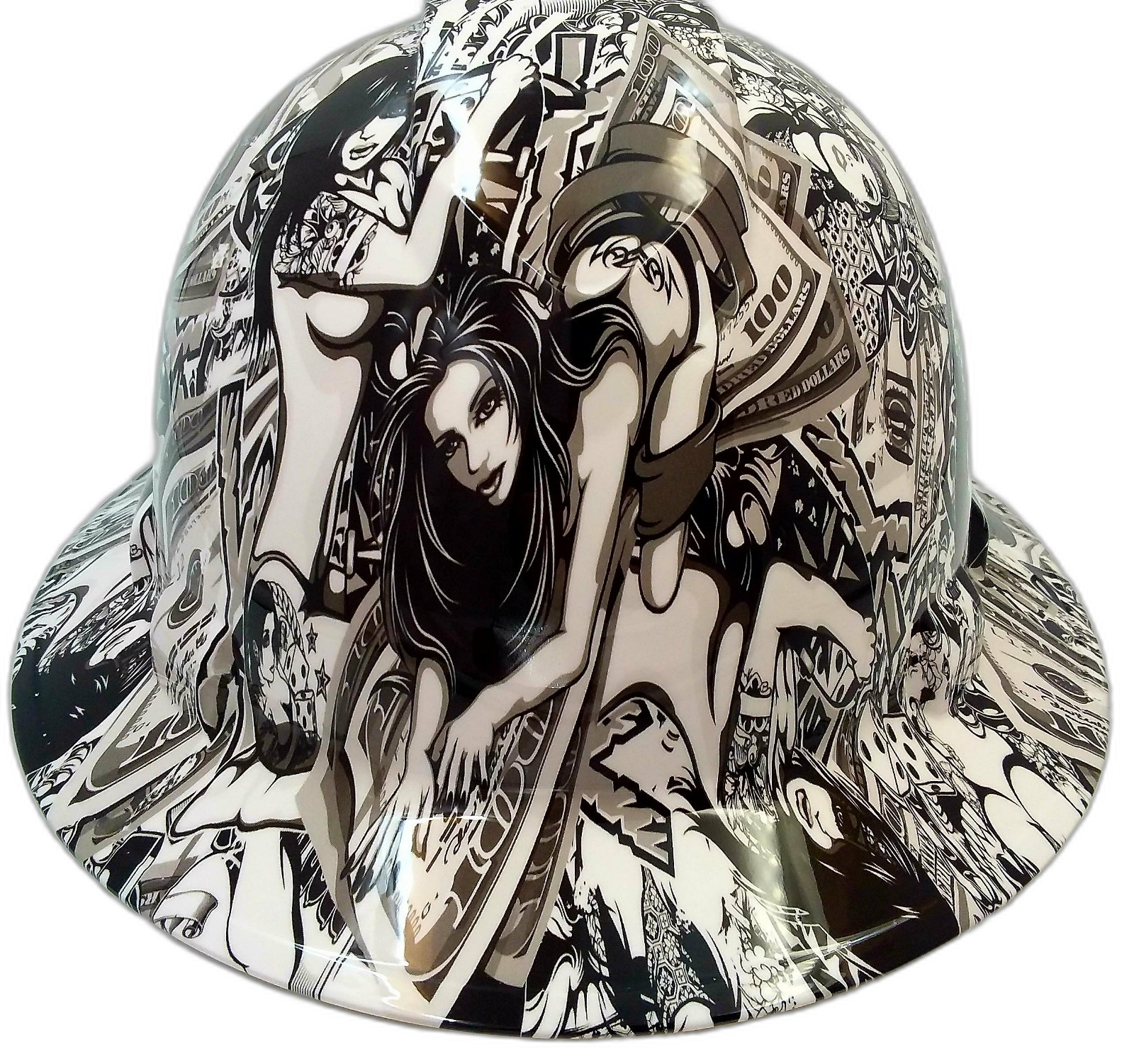 Vivid Graphic Art Custom Hydro Dipped Full Brim Hard Hat - Front View