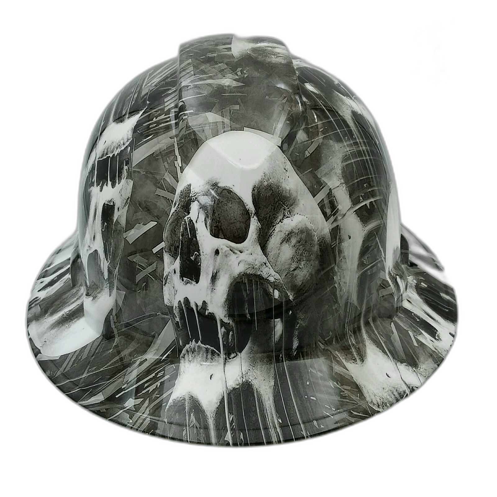 Melting Skulls Custom Hydro Dipped Full Brim Hard Hat - Front View