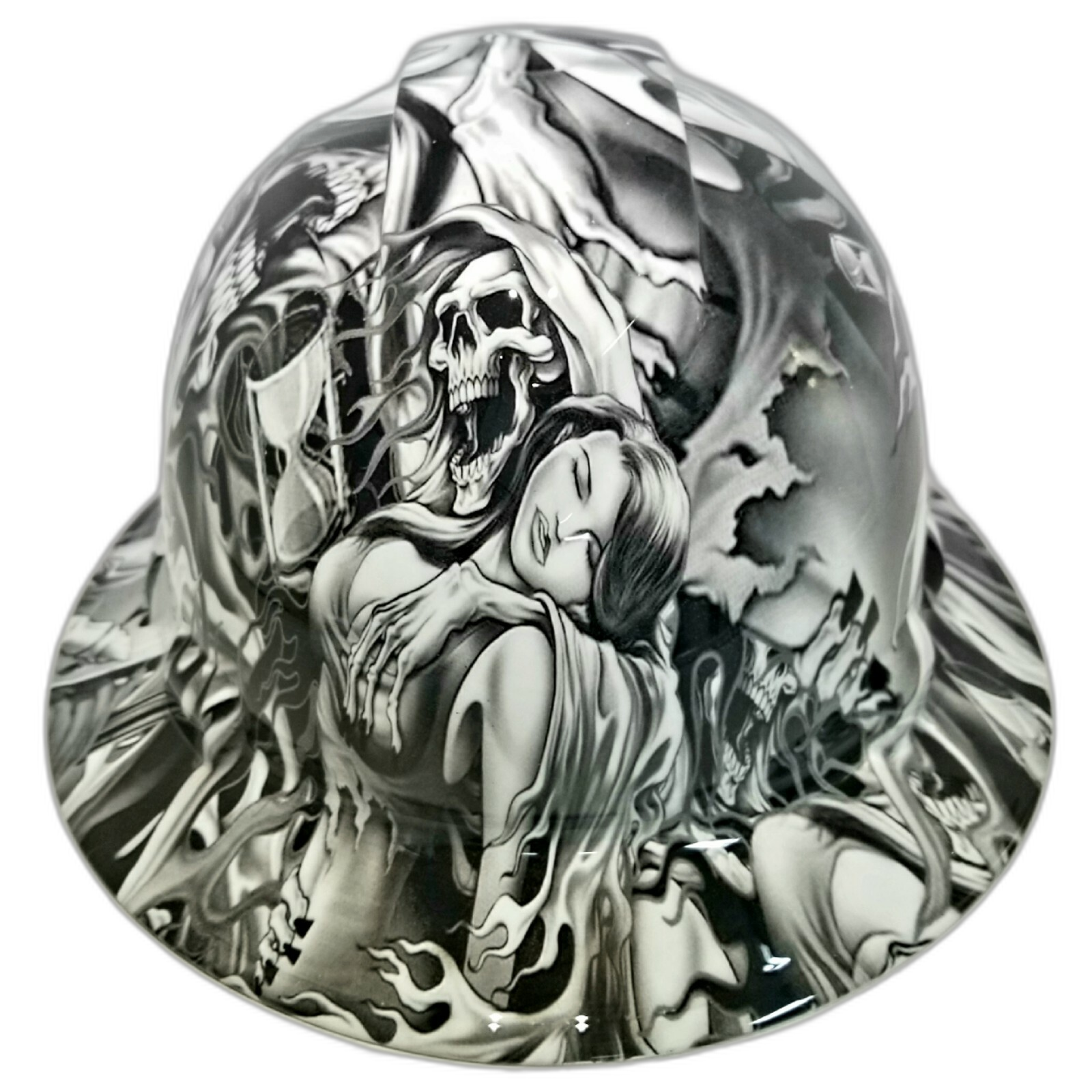 Eternal Dark Reaper Art Custom Hydro Dipped Full Brim Hard Hat - Front View