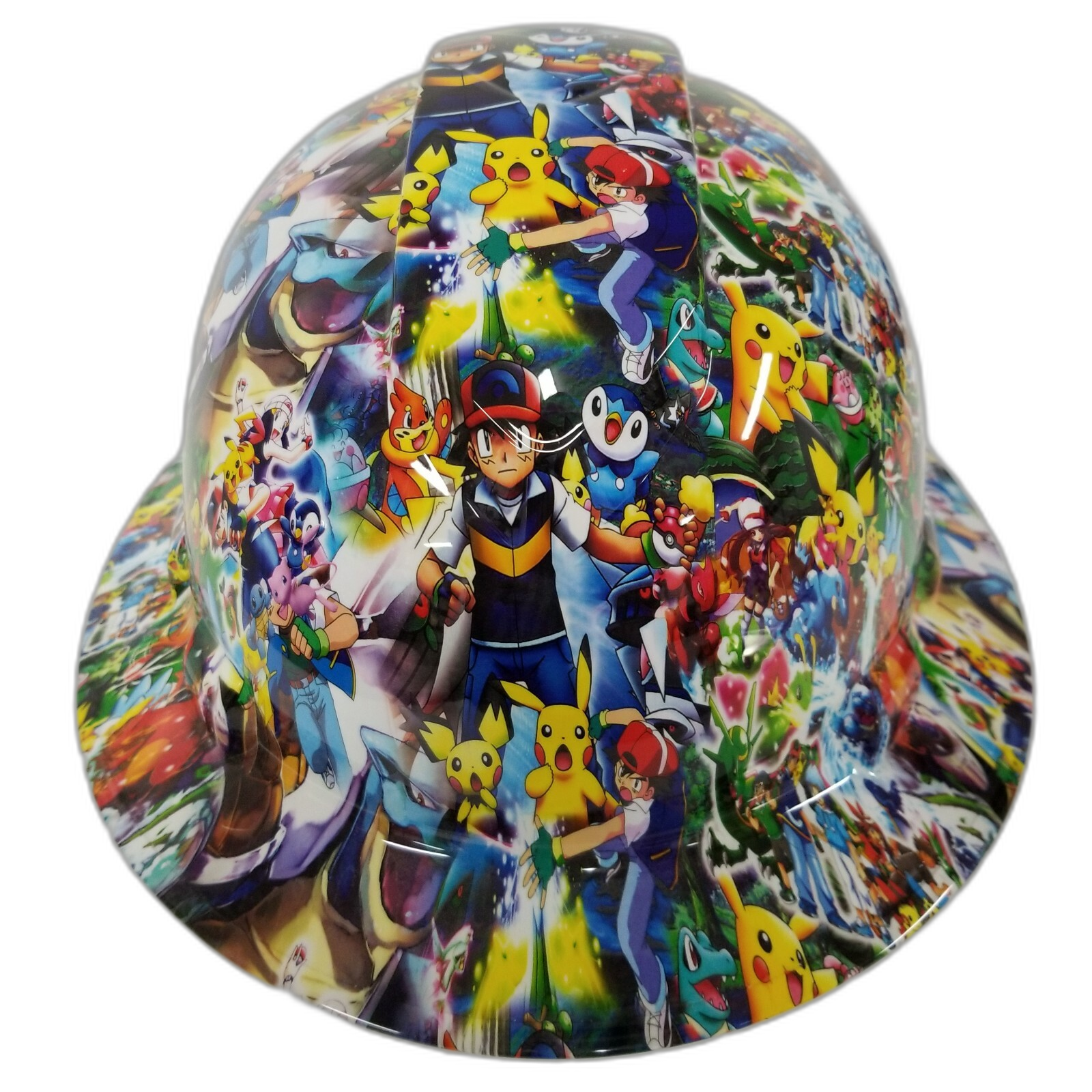 Cartoon Sticker Bomb Custom Hydro Dipped Full Brim Hard Hat - Front View