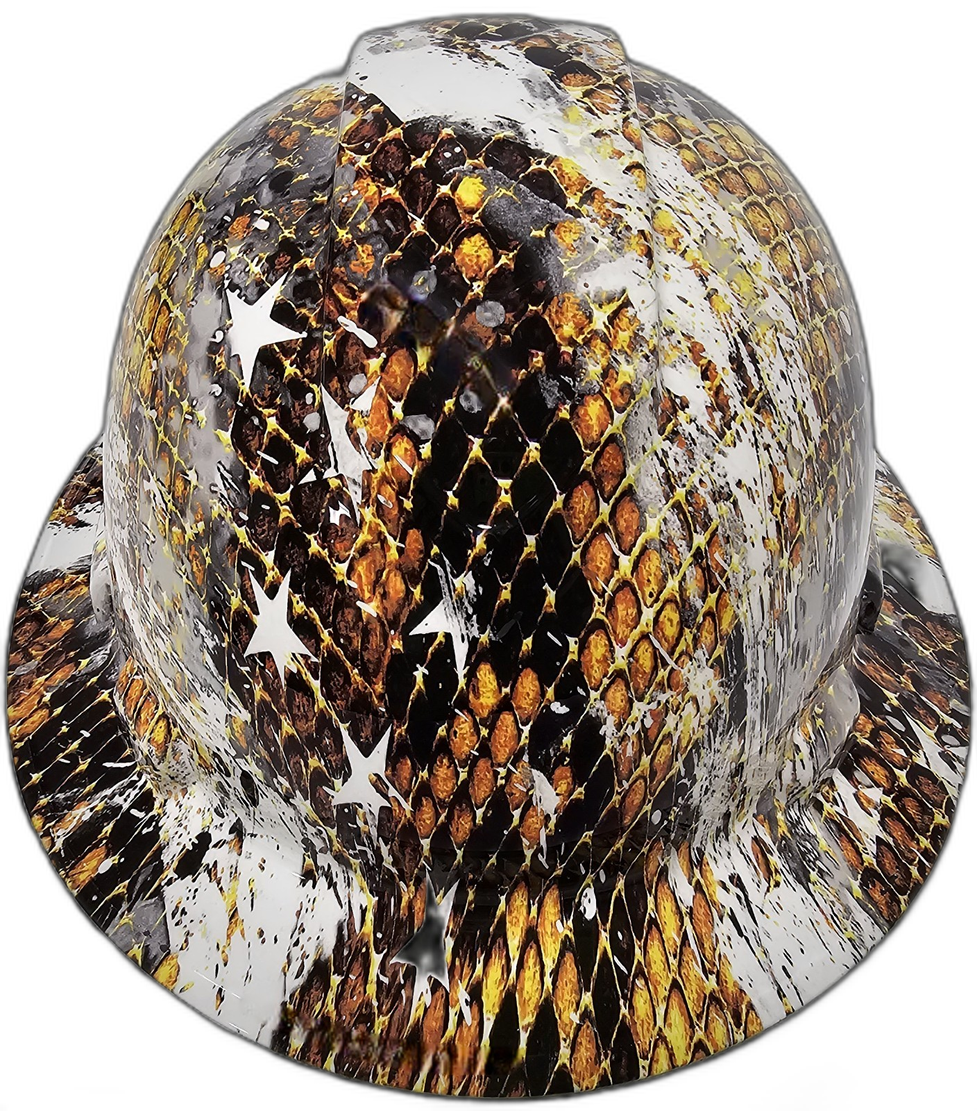 Urban Camo Don't Tread On Me Custom Hydro Dipped Full Brim Hard Hat - Front View