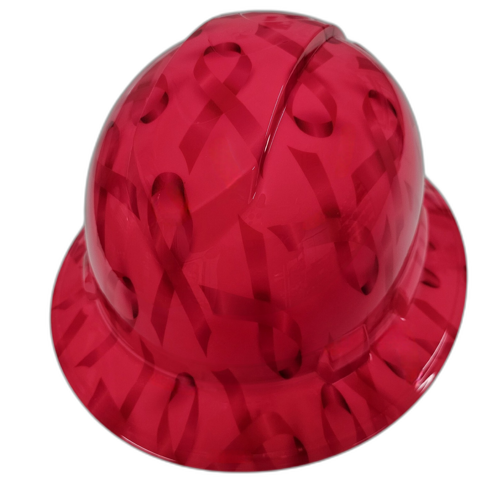 Hot Pink Breast Cancer Awareness Custom Hydro Dipped Full Brim Hard Hat - Front View