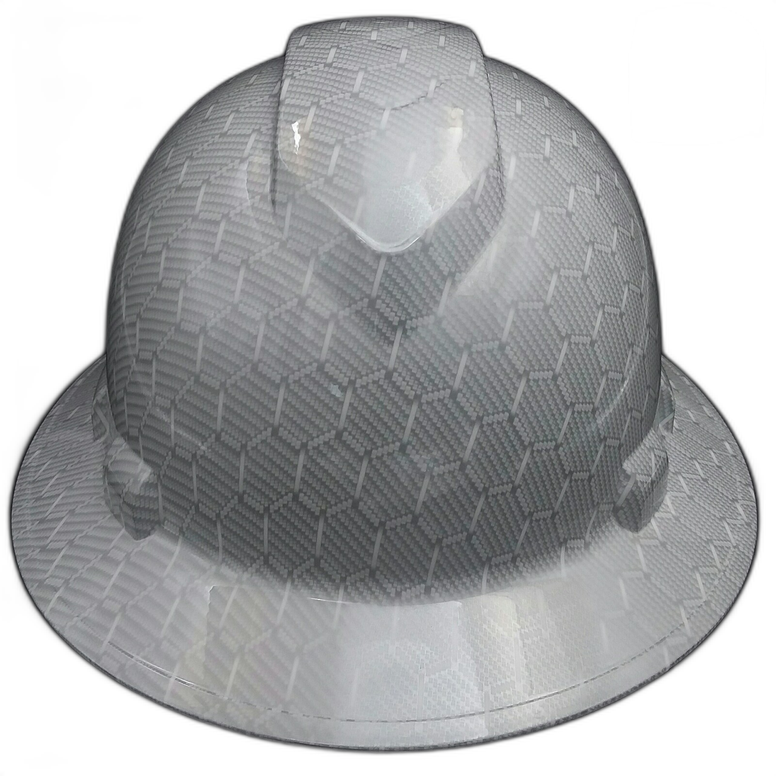 White Hex Carbon Fiber - Custom Hydro Dipped Full Brim Hard Hat