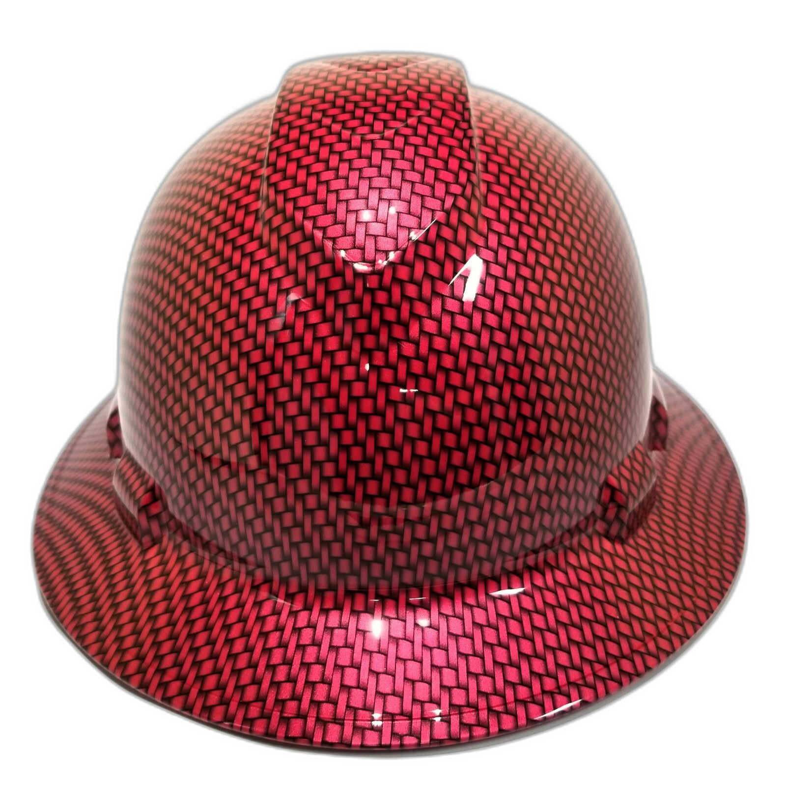 Candy Apple Red Custom Hydro Dipped Full Brim Hard Hat - Front View