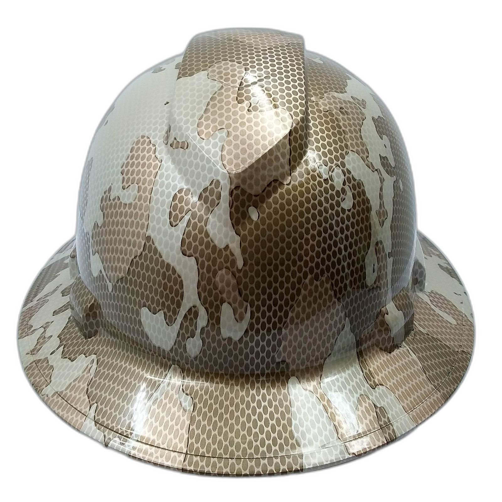Desert Storm Digital Extreme Camo Custom Hydro Dipped Full Brim Hard Hat - Front View