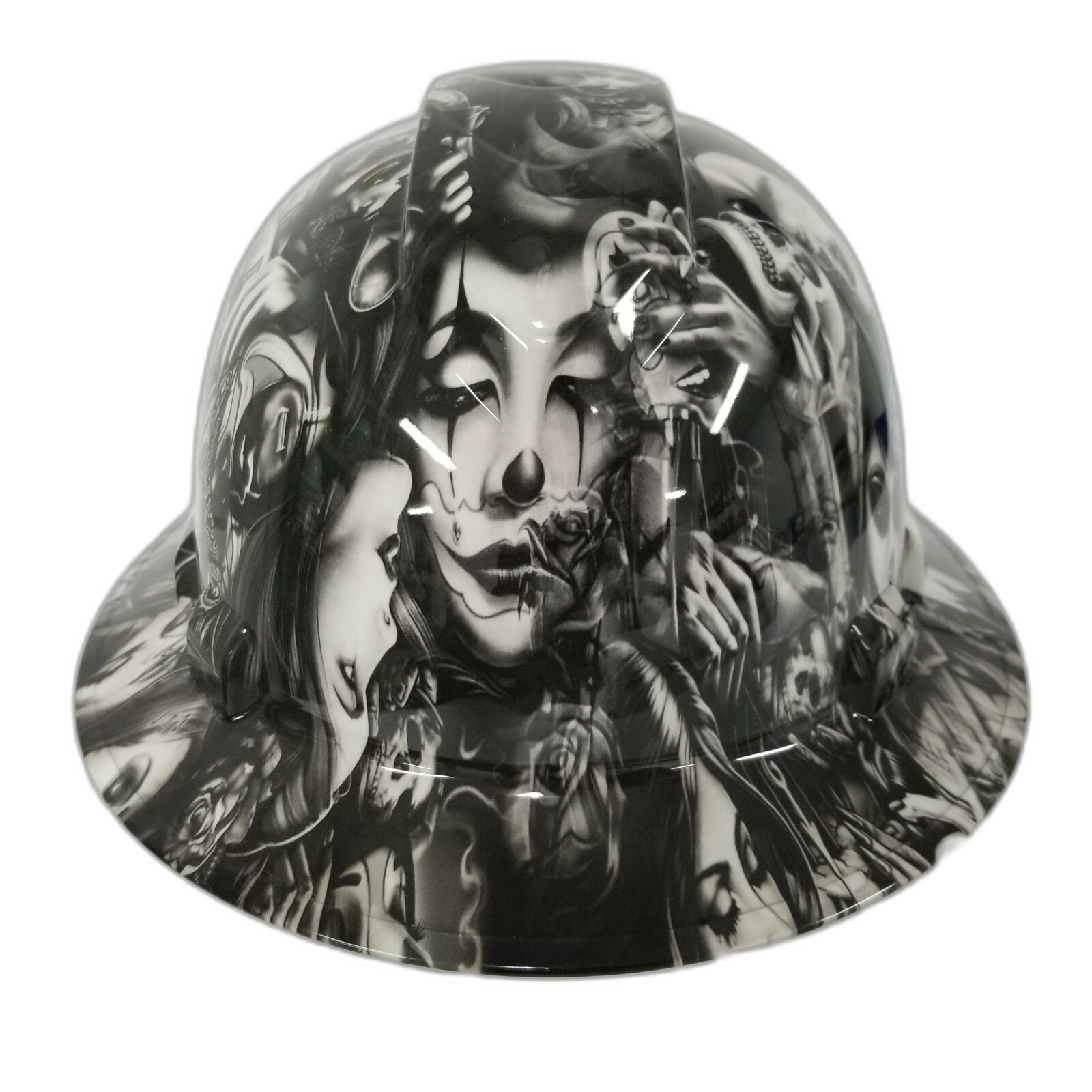 Day Of Dead Girls Tattoo Style Custom Hydro Dipped Full Brim Hard Hat - Front View