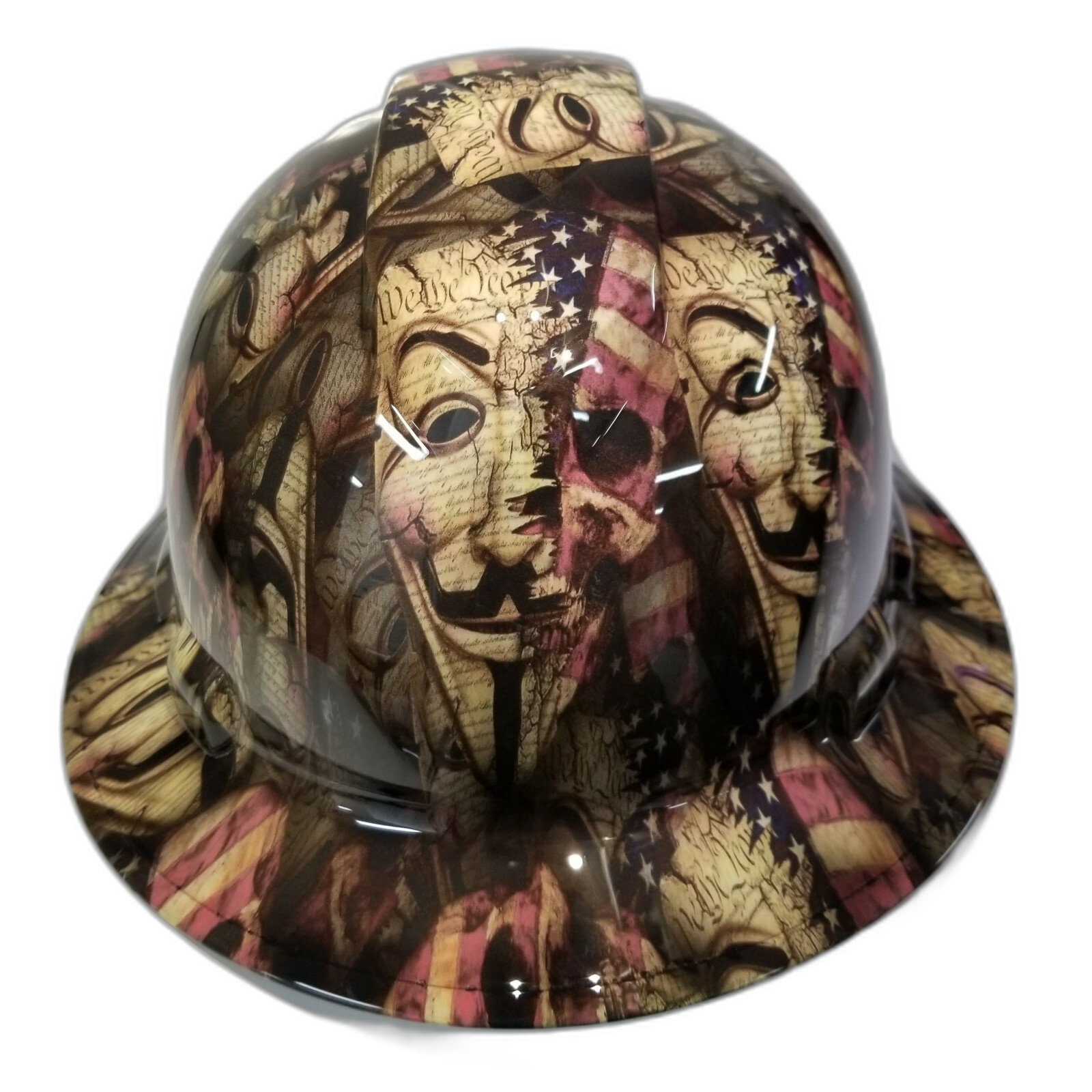 Anonymous AMERICAN PATRIOT EDITION Custom Hydro Dipped Full Brim Hard Hat - Front View
