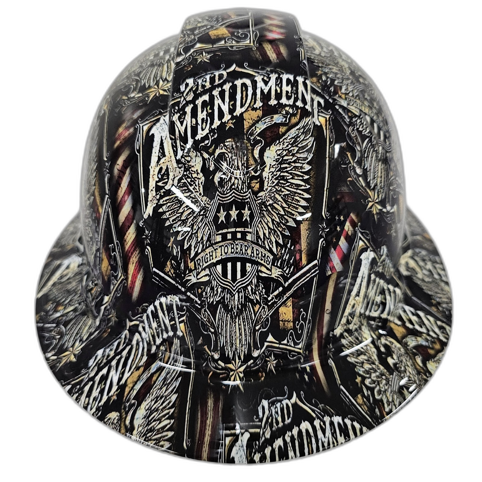 Right To Bear Arms Custom Hydro Dipped Full Brim Hard Hat - Front View