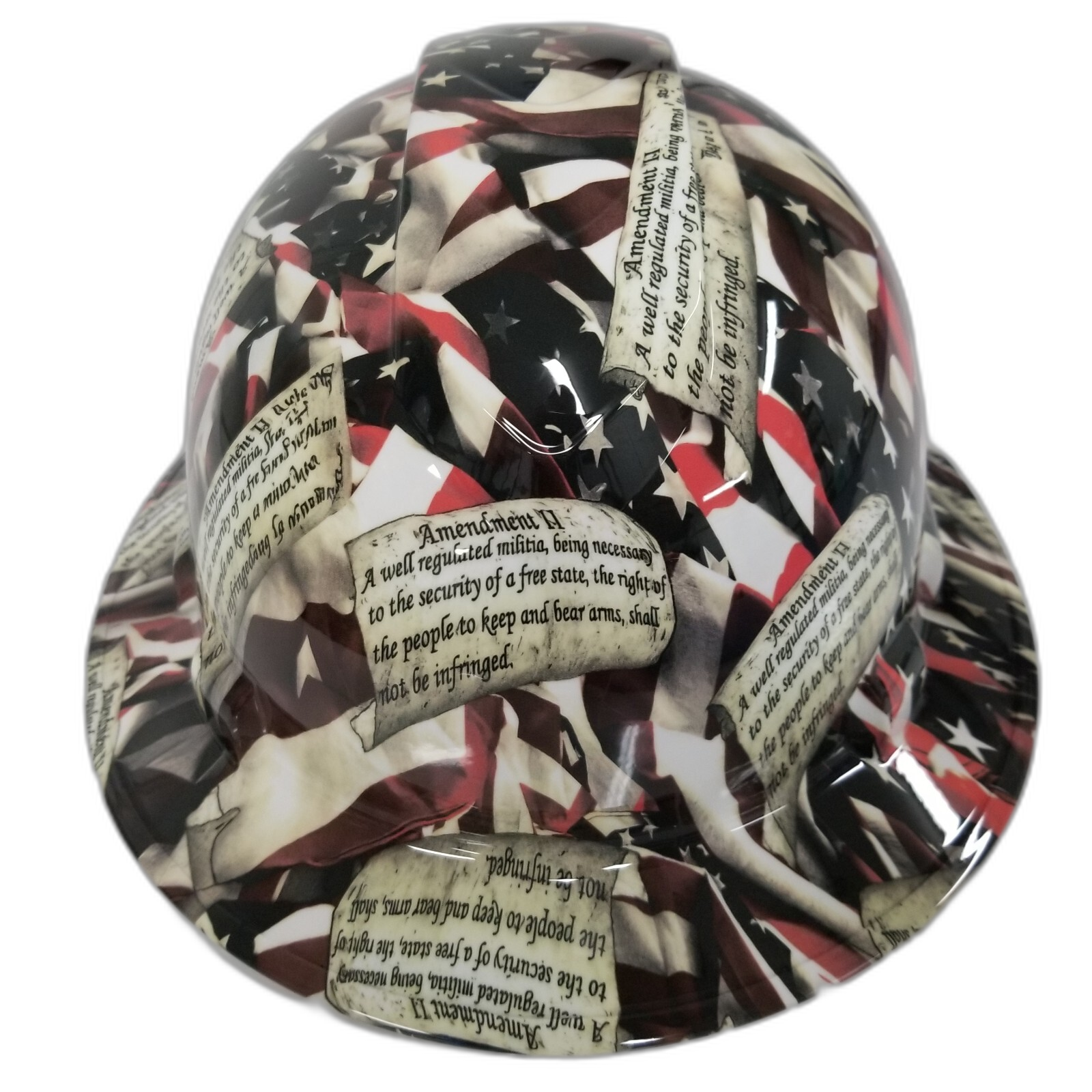 Constitutional Amendments USA 2Nd Custom Hydro Dipped Full Brim Hard Hat - Front View