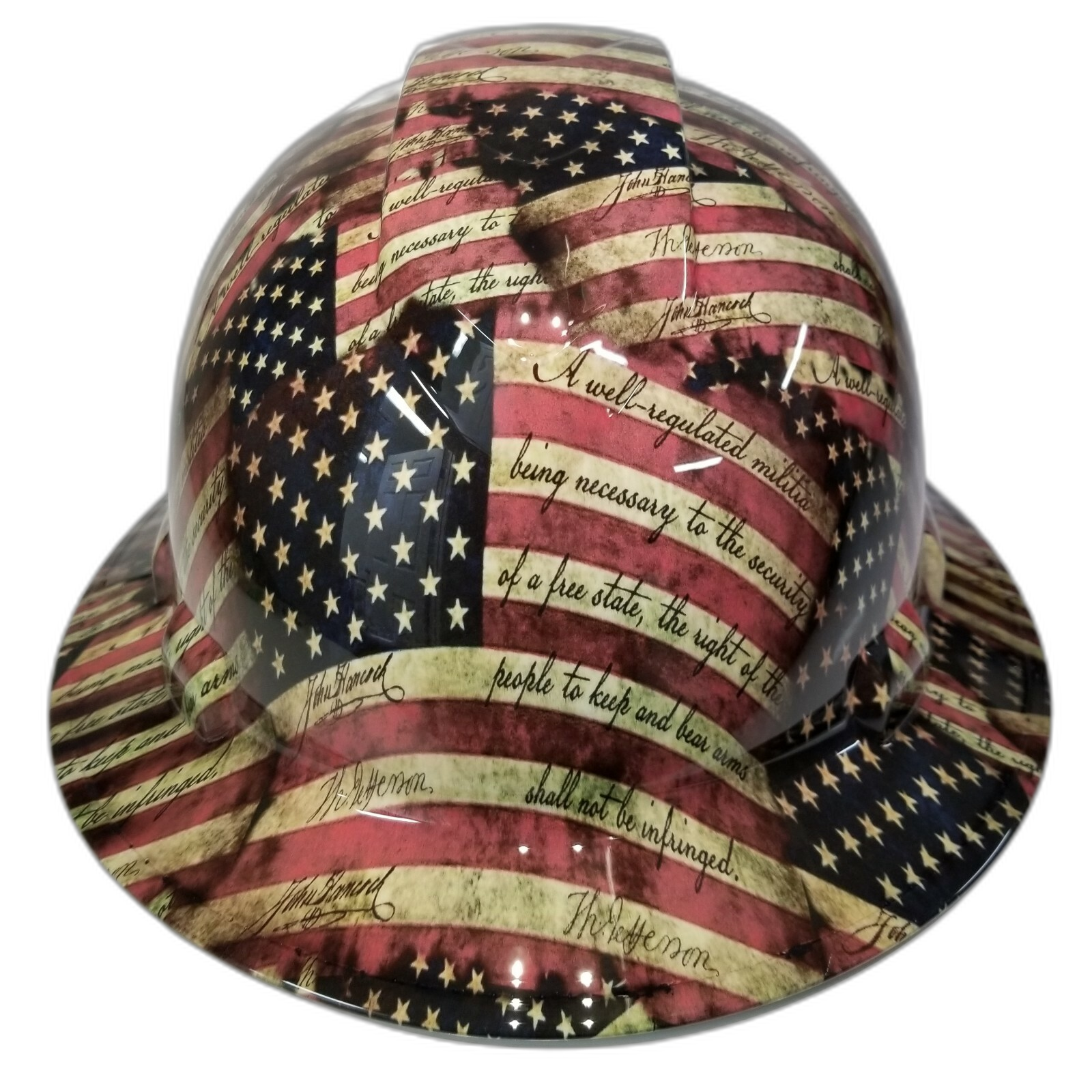 American Patriot Art Custom Hydro Dipped Full Brim Hard Hat - Front View