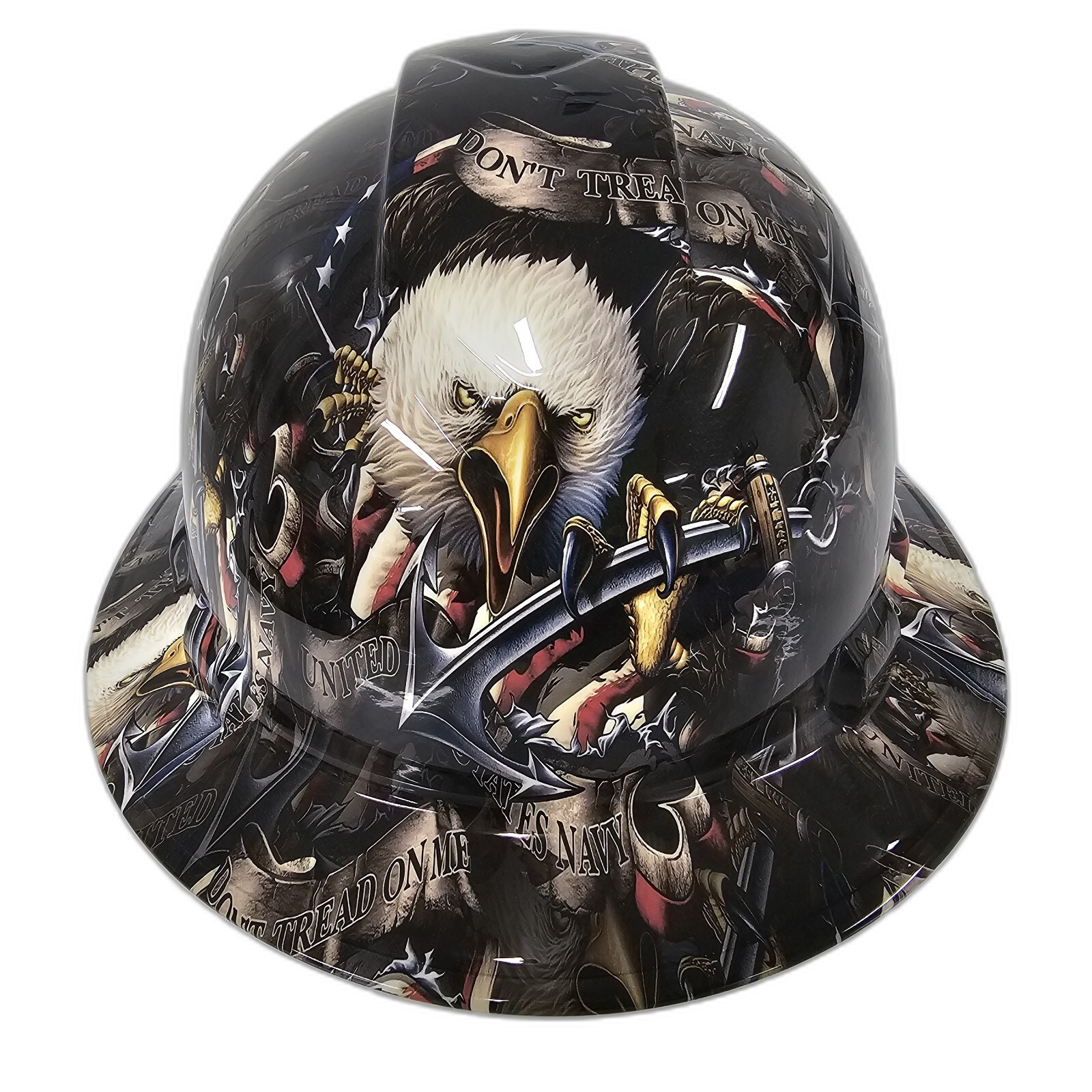 Us Navy We The People Don't Tread On Me Custom Hydro Dipped Full Brim Hard Hat - Front View
