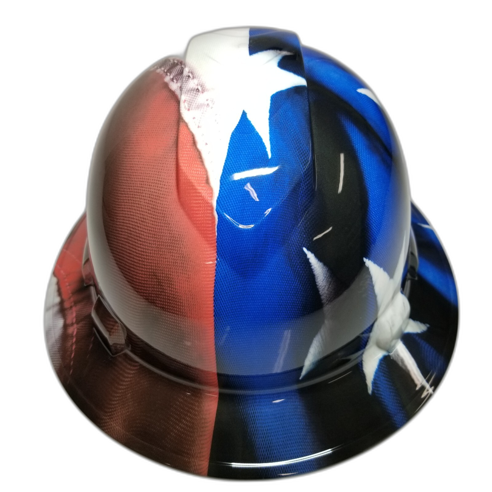True Embroidered American Flag Realist Custom Hydro Dipped Full Brim Hard Hat - Front View