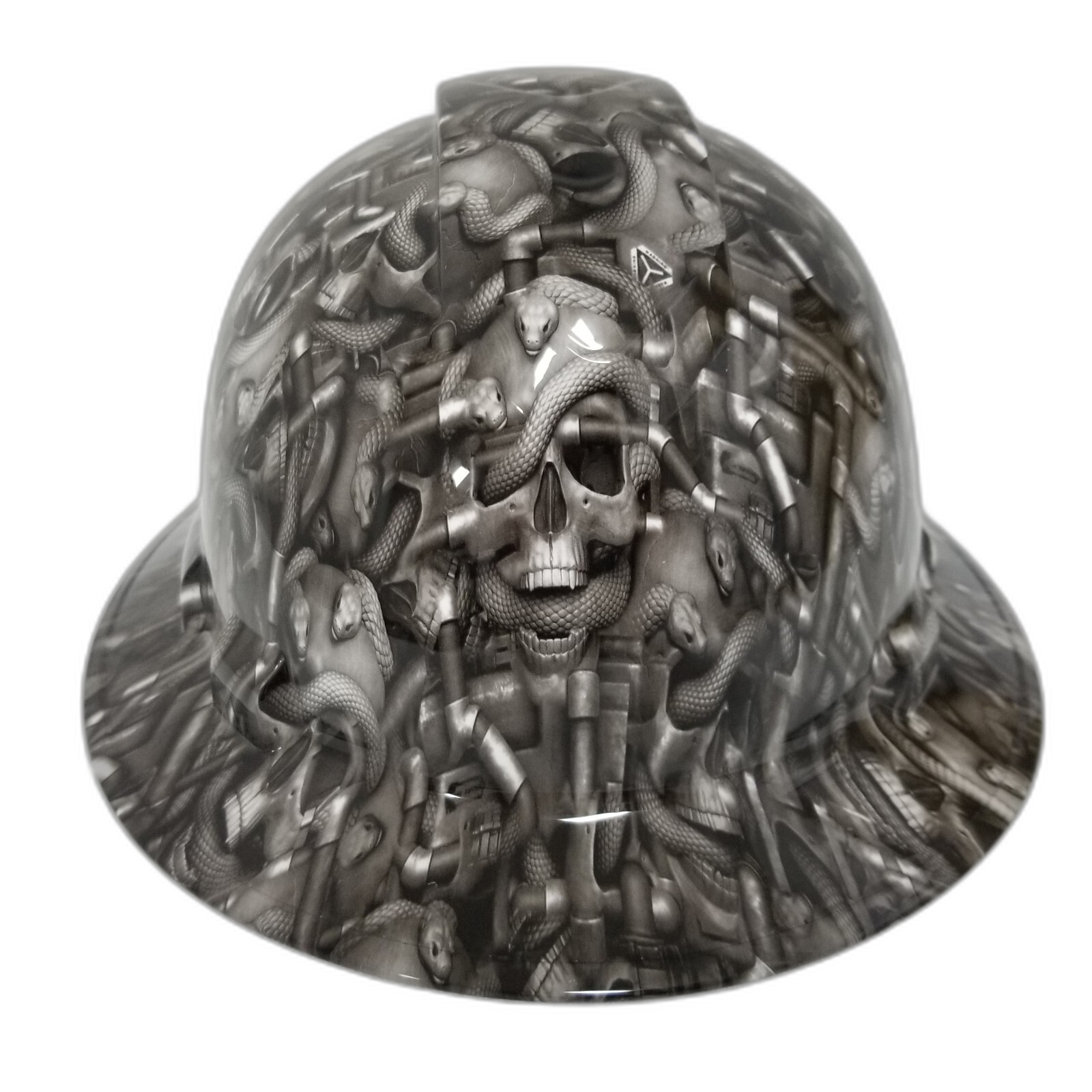 Skulls N Snakes Custom Hydro Dipped Full Brim Hard Hat - Front View