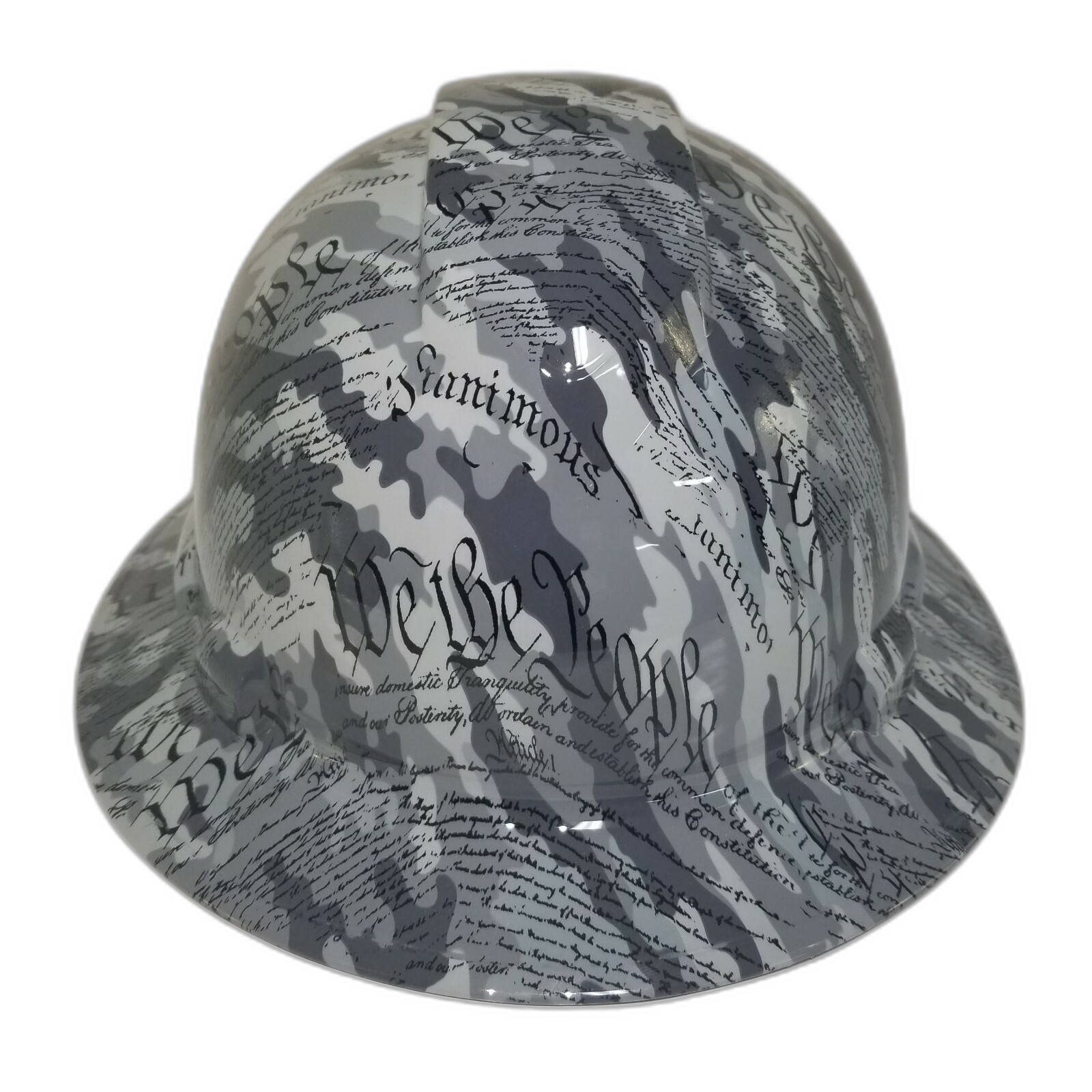 Military Camo We The People Custom Hydro Dipped Full Brim Hard Hat - Front View