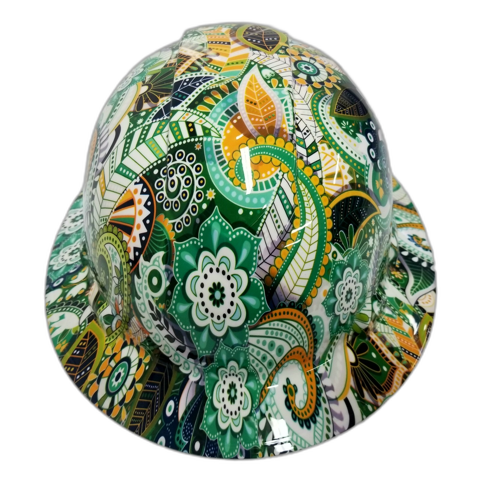 Hippie Chick Custom Hydro Dipped Full Brim Hard Hat - Front View