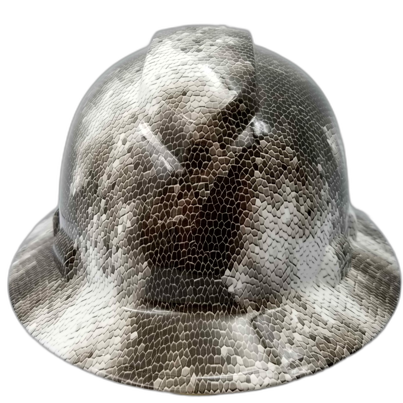 Reptilian 3D Infected Camo Custom Hydro Dipped Full Brim Hard Hat - Front View