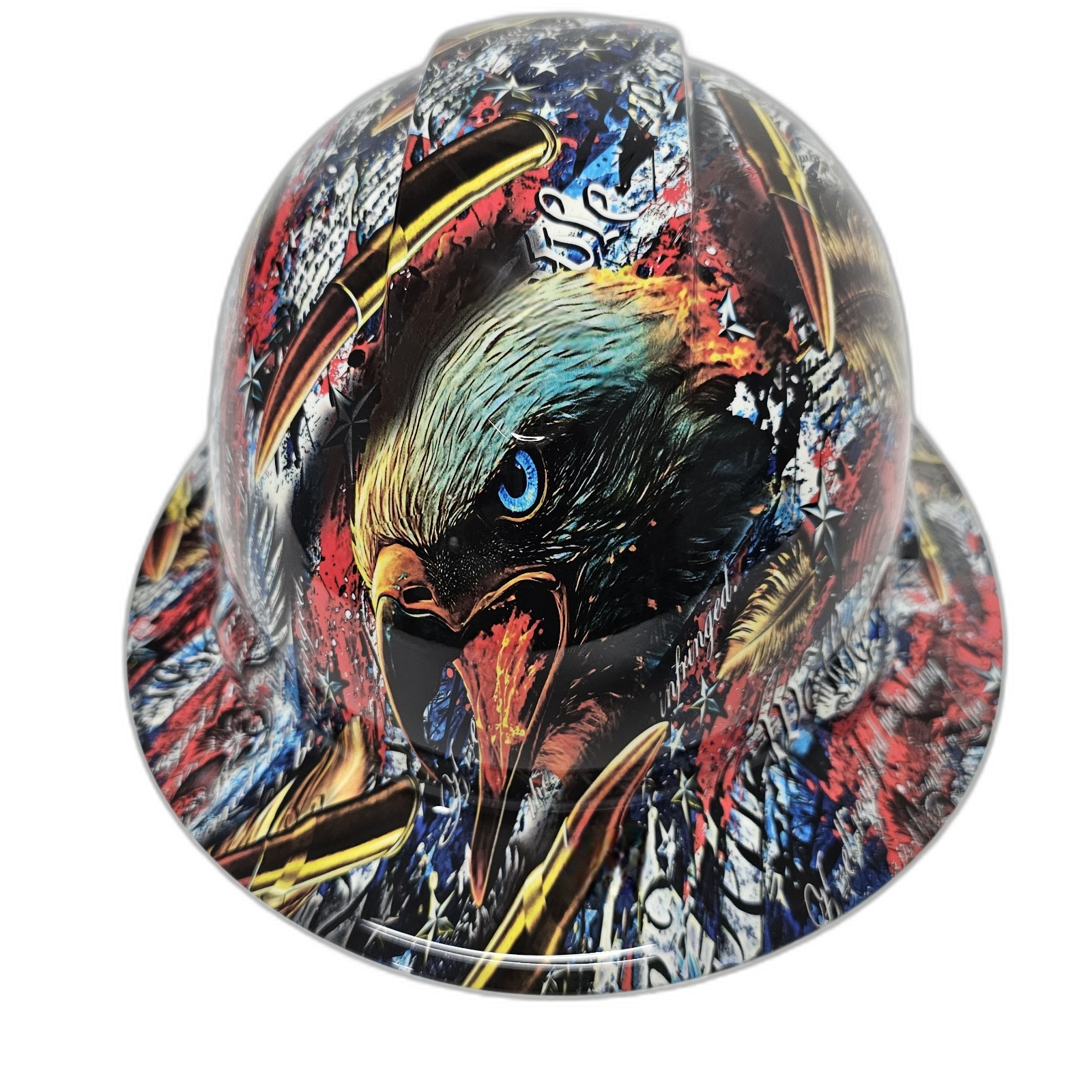 American Pride We The People USA Custom Hydro Dipped Full Brim Hard Hat - Front View