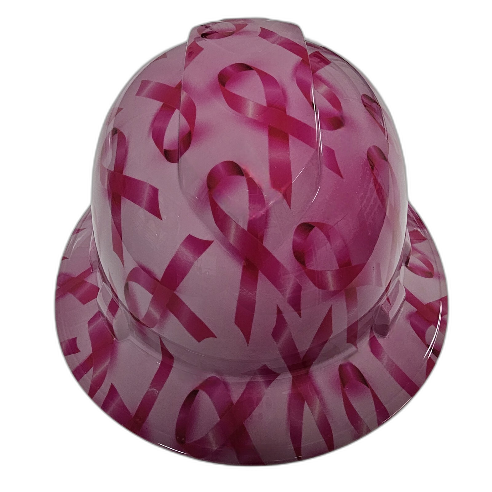 Breast Cancer Awareness Custom Hydro Dipped Full Brim Hard Hat - Front View