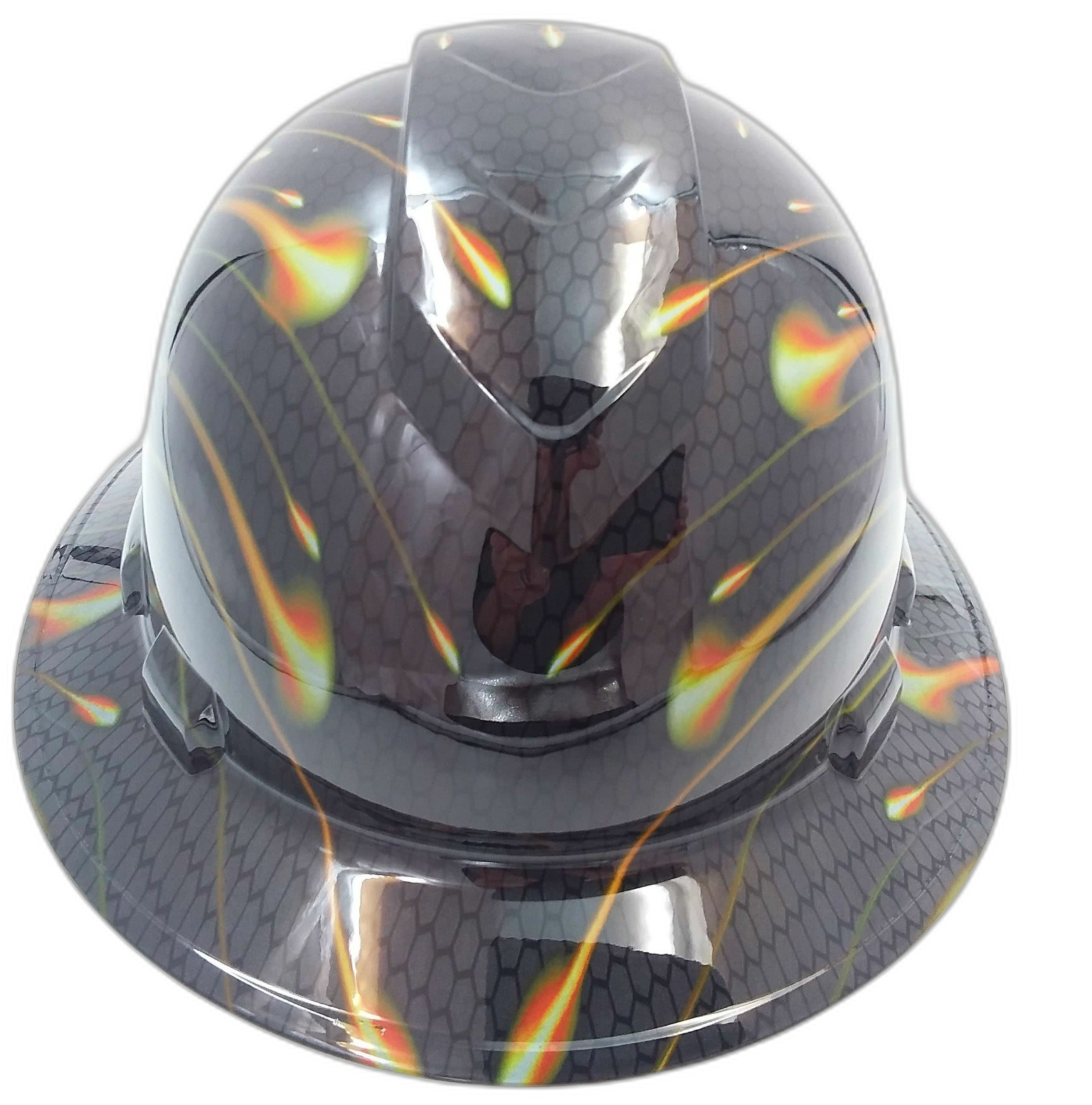 Honeycomb Carbon Custom Hydro Dipped Full Brim Hard Hat - Front View