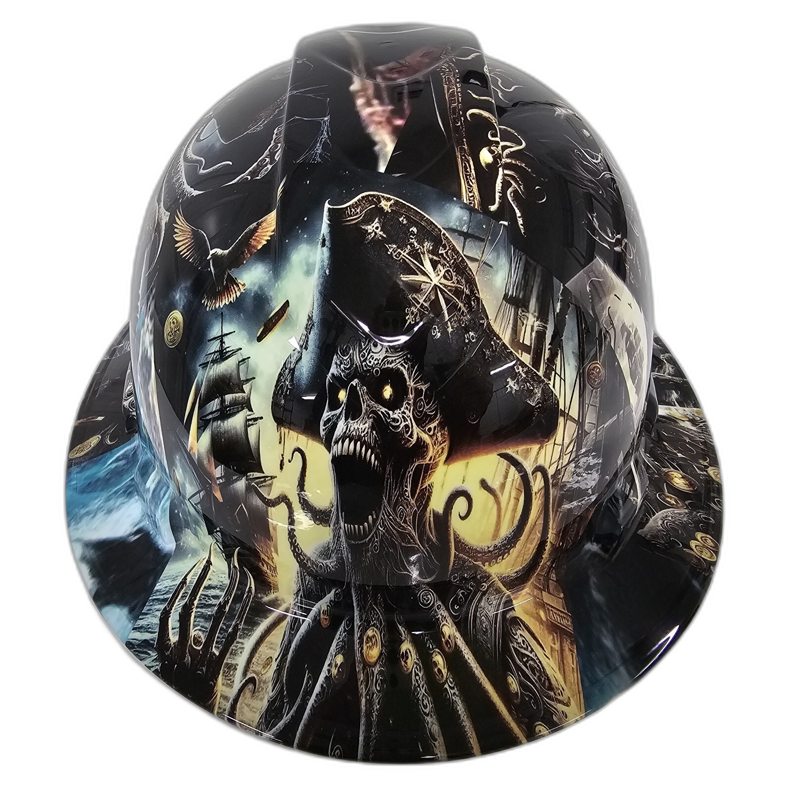 Pirates Of The Dead Sea Angry Pirate Custom Hydro Dipped Full Brim Hard Hat - Front View