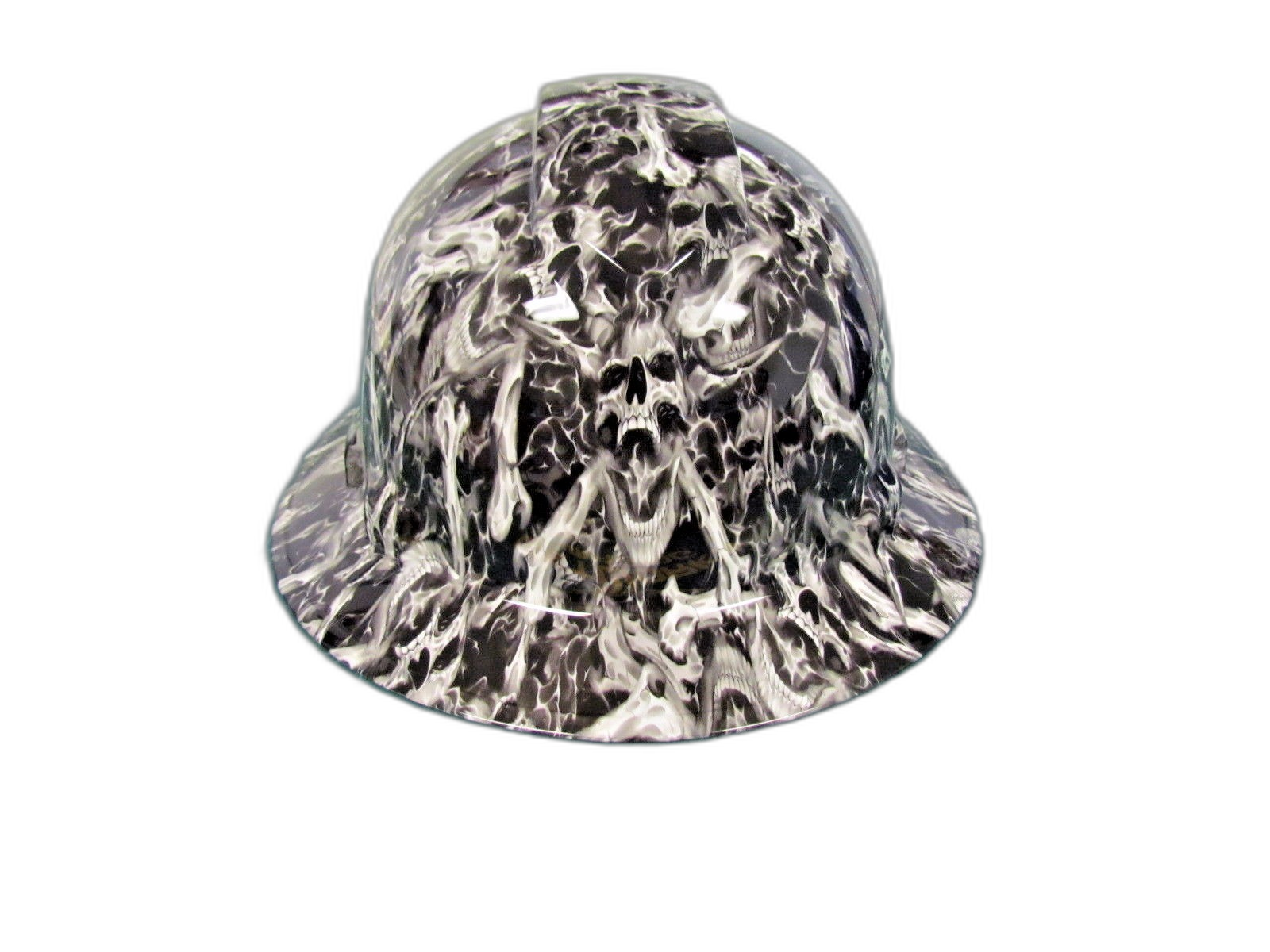 Screaming Skull Custom Hydro Dipped Full Brim Hard Hat - Front View