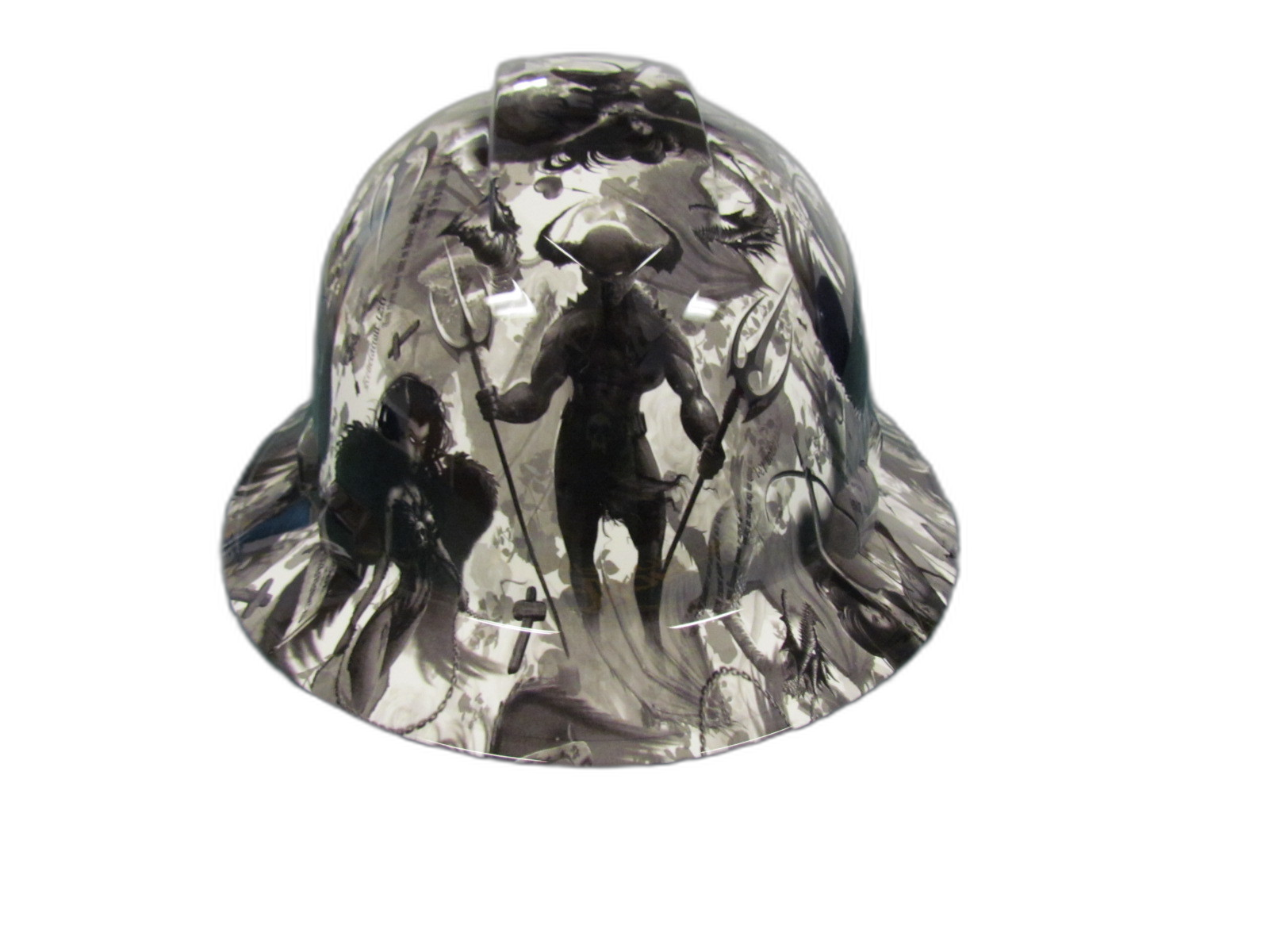 Revelations Dark Art Custom Hydro Dipped Full Brim Hard Hat - Front View