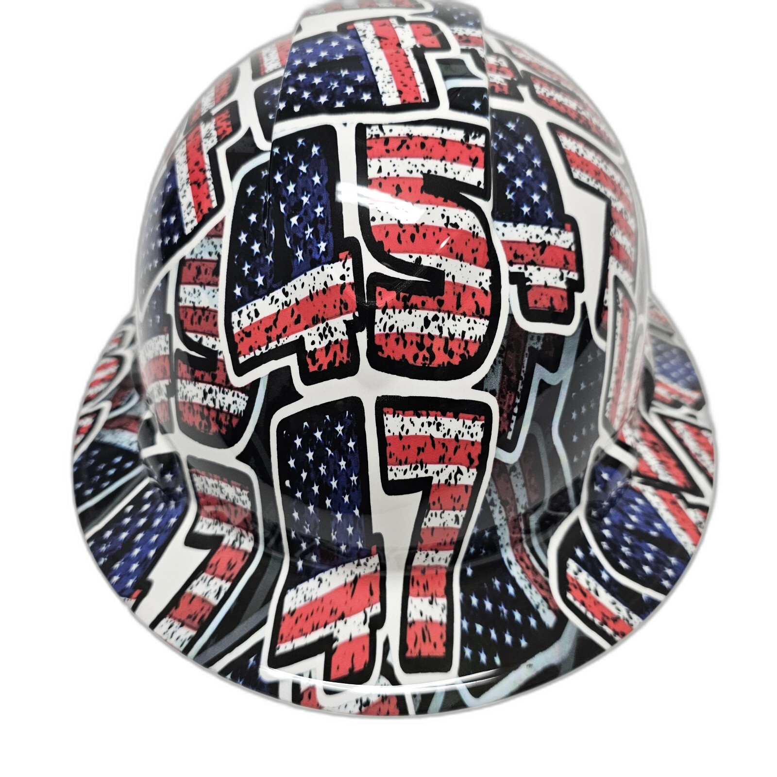 45 47 President Custom Hydro Dipped Full Brim Hard Hat - Front View