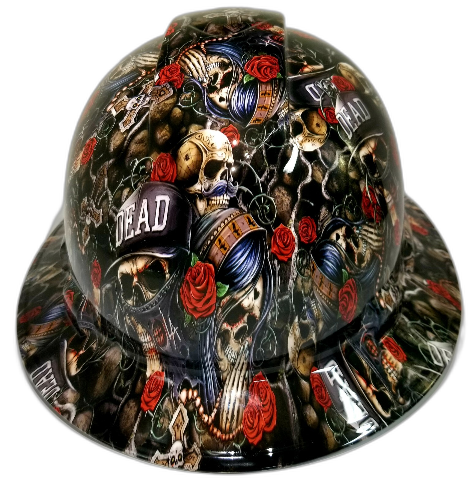 Till Death Do Us Part LA Street Life Custom Hydro Dipped Full Brim Hard Hat - Front View