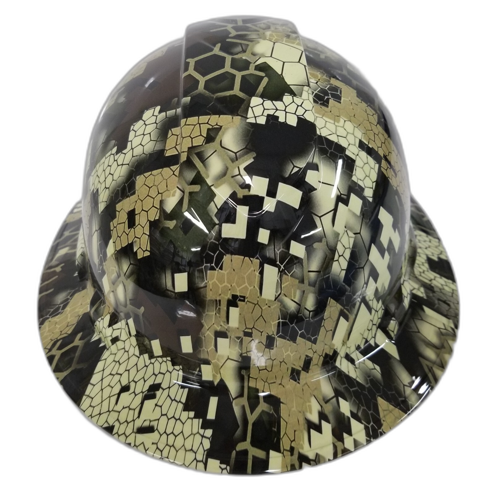 Desolve Wing Camo Desert Custom Hydro Dipped Full Brim Hard Hat - Front View