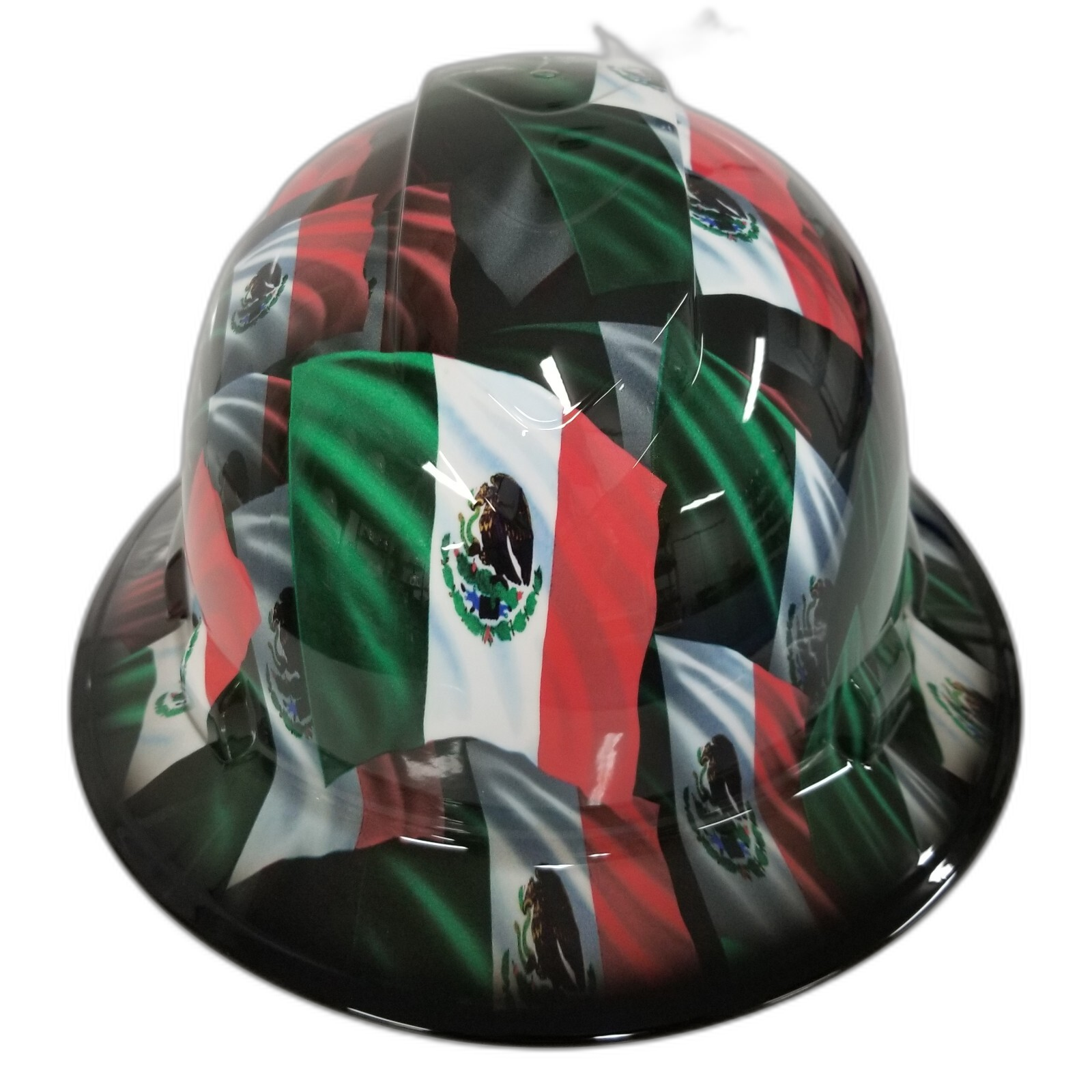 Mexican Pride Ultimate Airbrush Editio Custom Hydro Dipped Full Brim Hard Hat - Front View