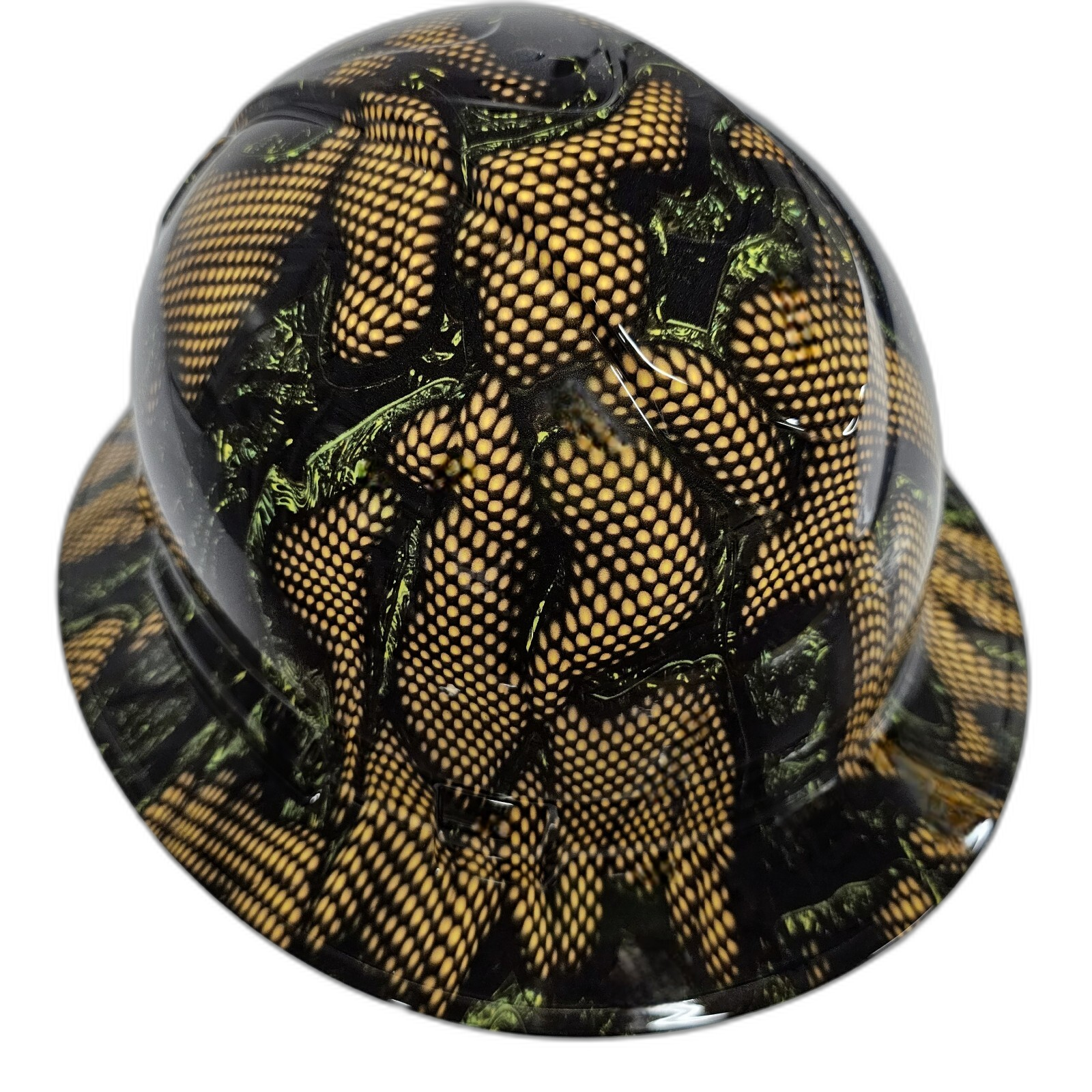 Wasp Hive Camo Intense 3D Custom Hydro Dipped Full Brim Hard Hat - Front View
