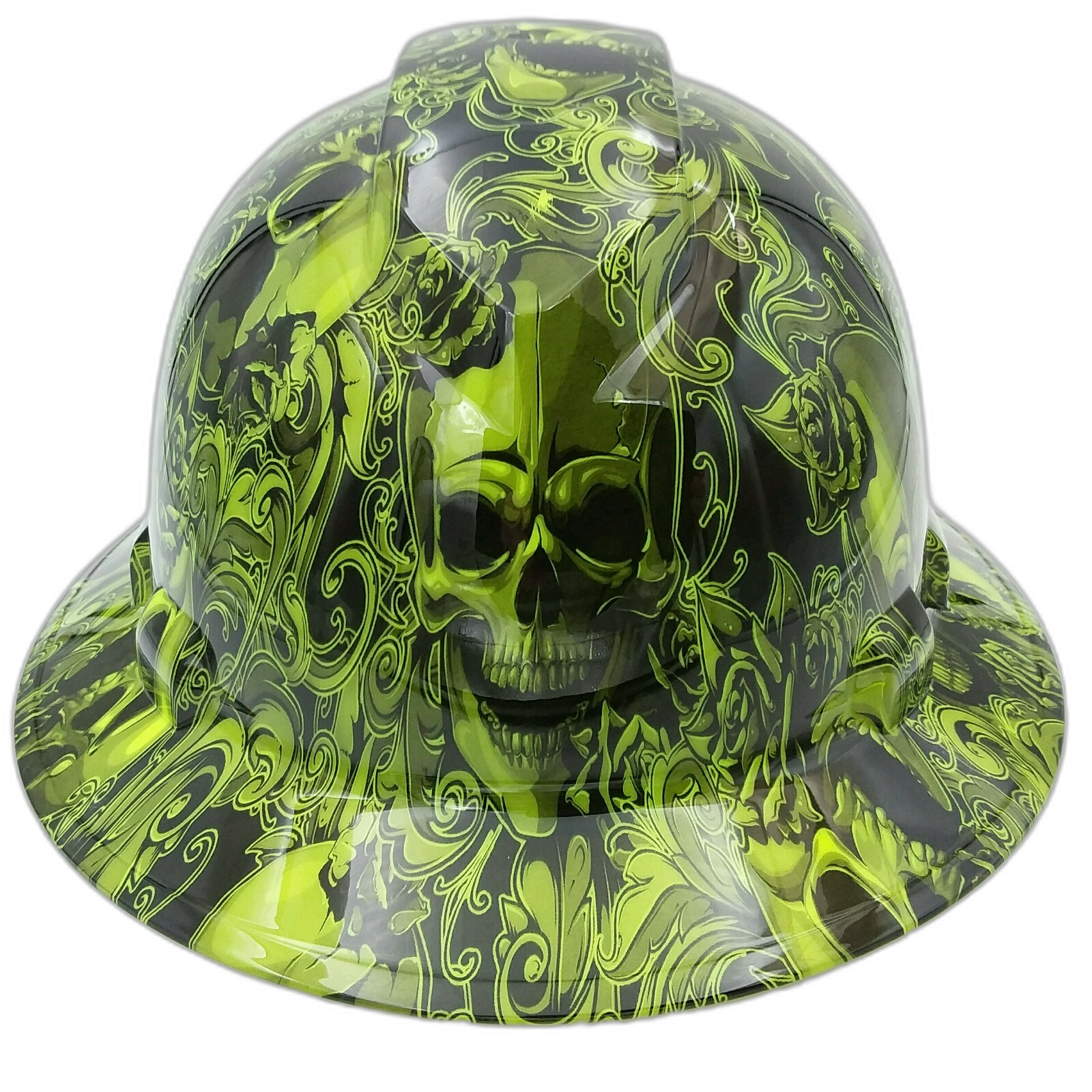 Skulls N Roses Custom Hydro Dipped Full Brim Hard Hat - Front View
