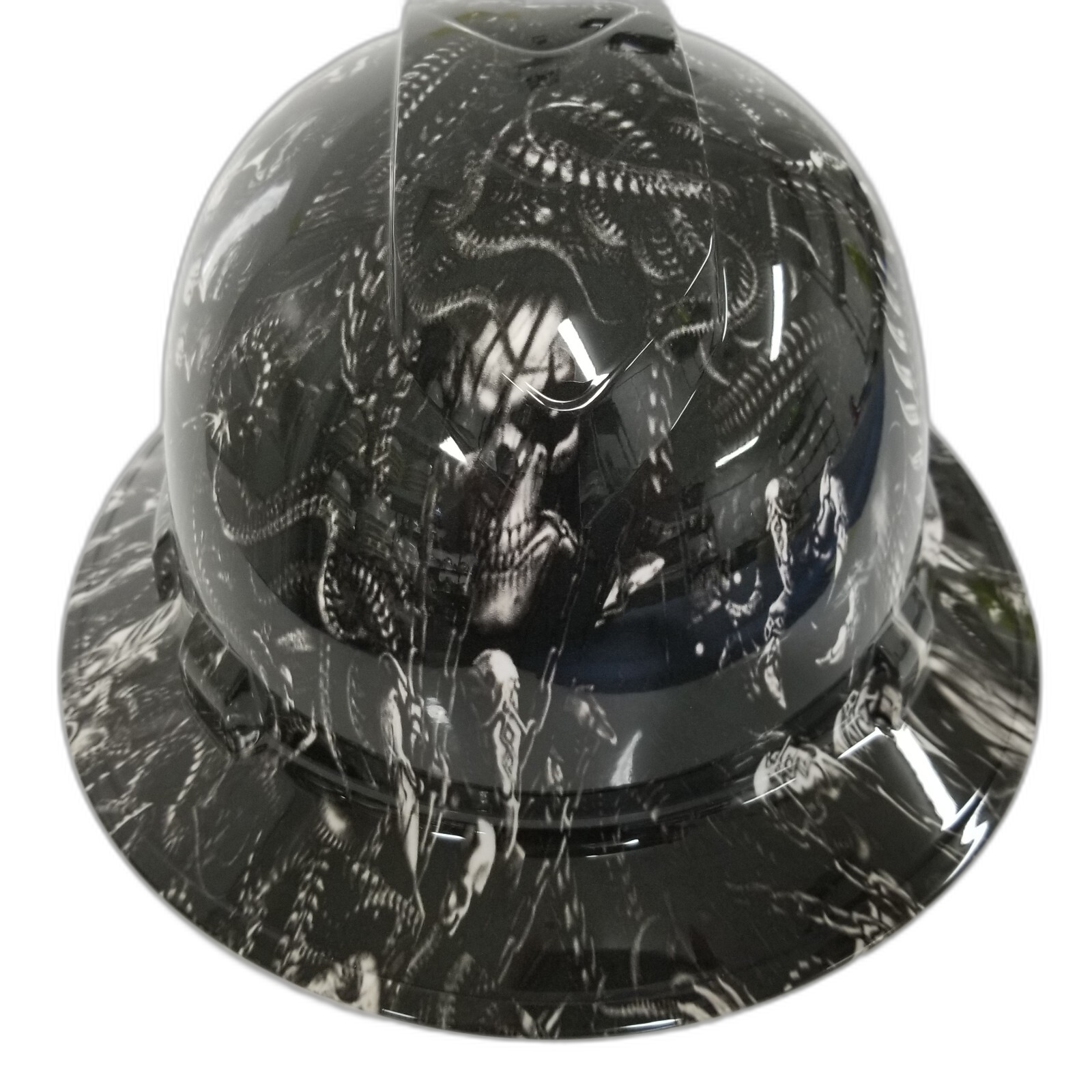 Chained Gods Skulls Chains Custom Hydro Dipped Full Brim Hard Hat - Left Side View