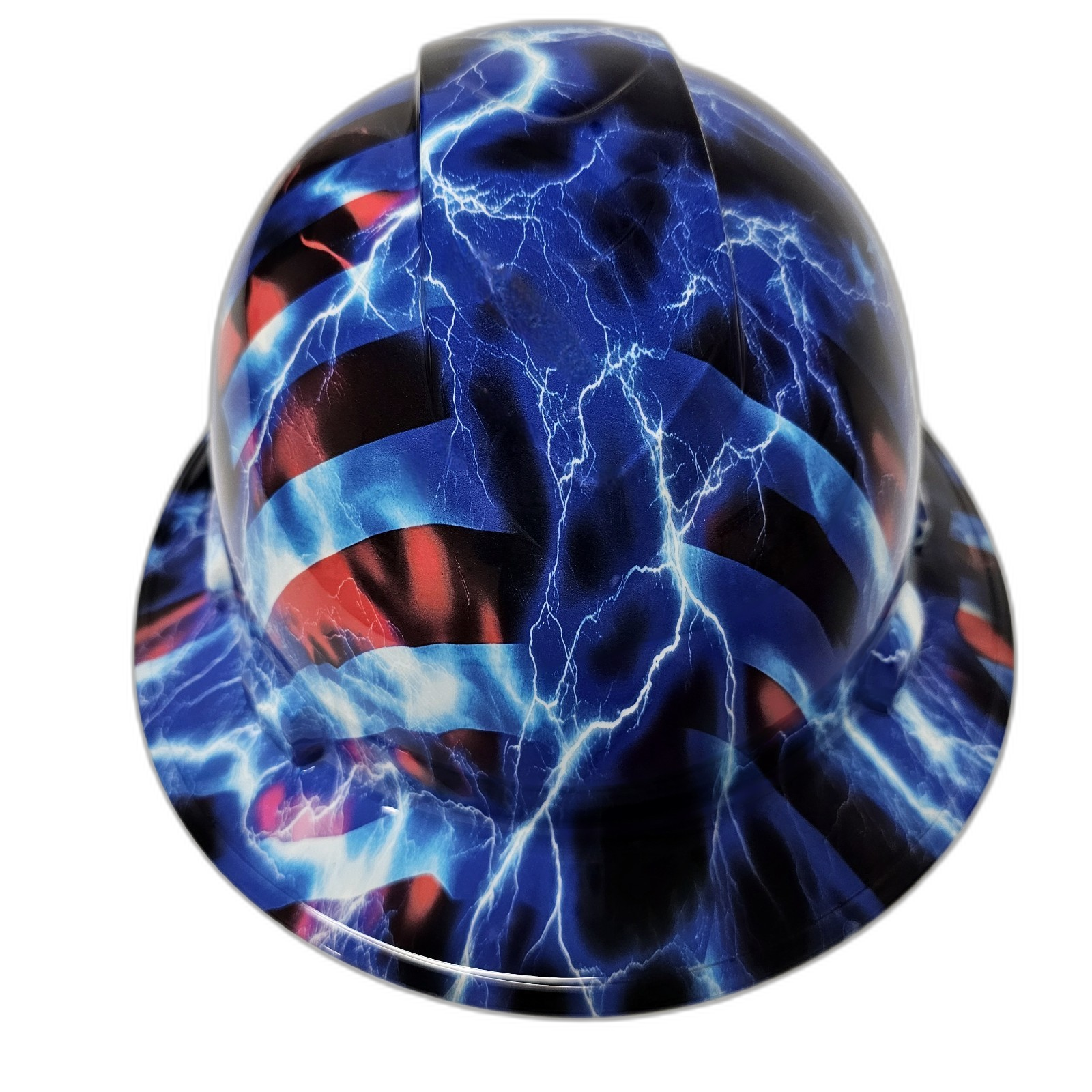 American Thunder USA Lightning Custom Hydro Dipped Full Brim Hard Hat - Left Side View