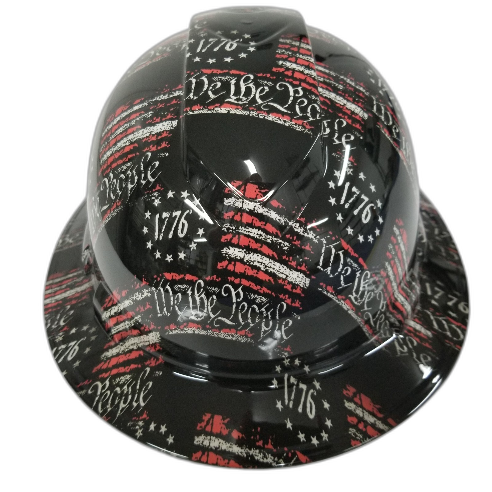 1776 We The People USA America Custom Hydro Dipped Full Brim Hard Hat - Left Side View