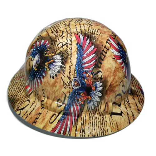 We the People Eagles Constitution Custom Hydro Dipped Full Brim Hard Hat - Left Side View