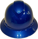 Full brim hard hat hydro-dipped Electric Blue Big Weave Carbon Fiber - Image 1