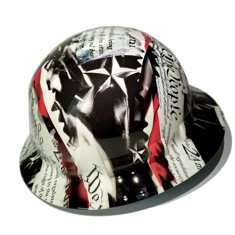 We The People 2A White Flag hard hat back view