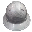 White Carbon Fiber Custom Hydro Dipped Full Brim Hard Hat - Back View