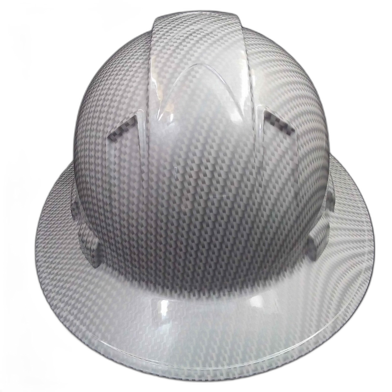 White Carbon Fiber Weave hard hat back view